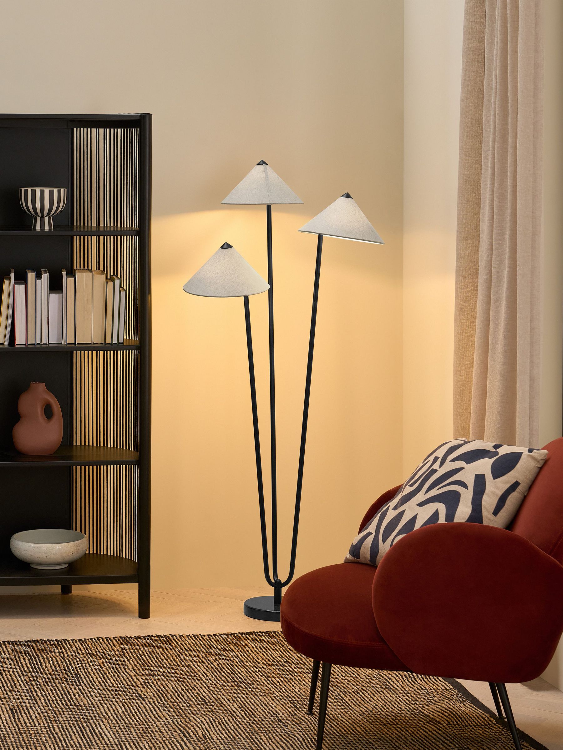 Miko Floor Lamp in Black/Nude (F61530) | £339