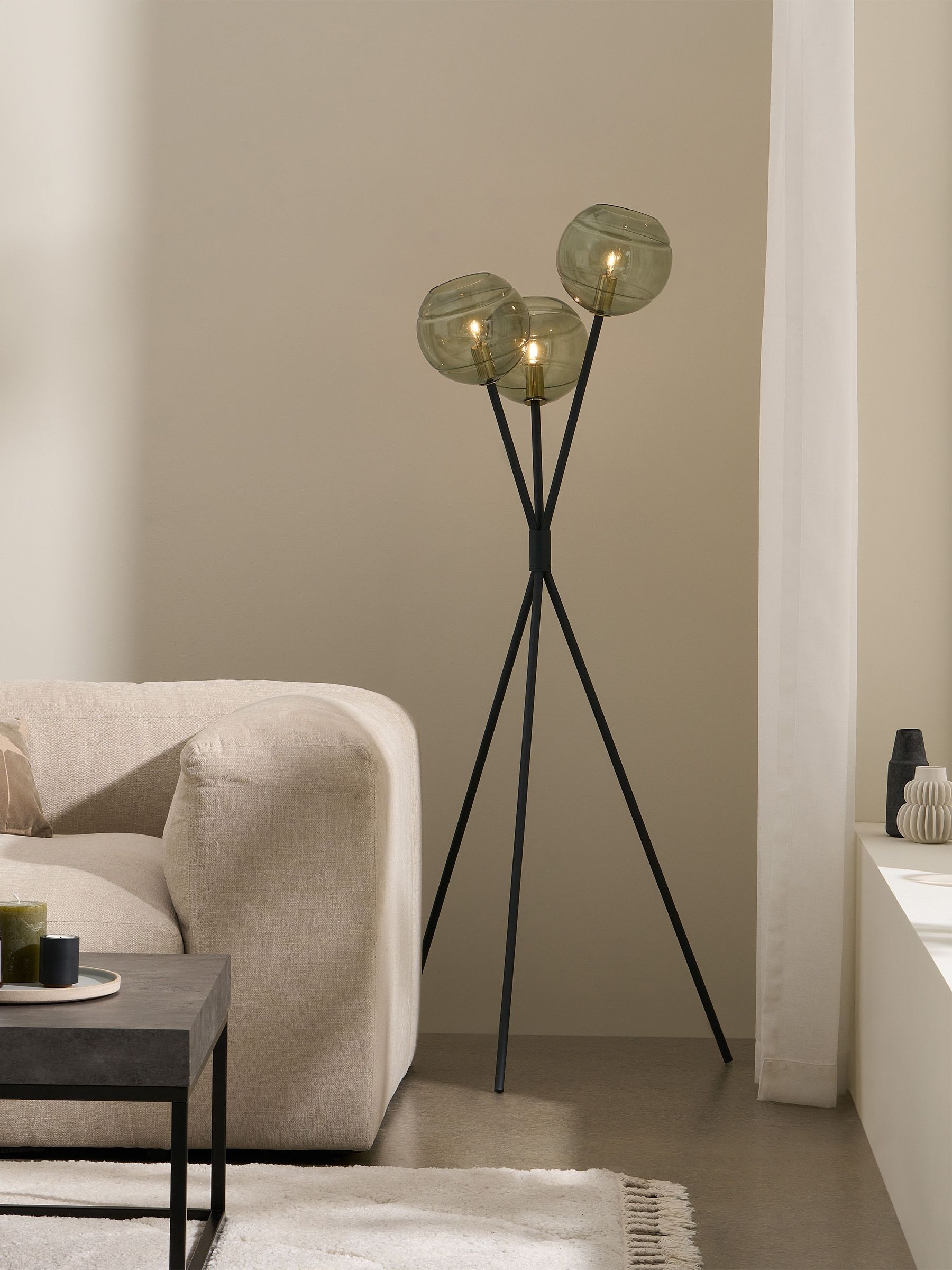 Mika Floor Lamp in Black/Green (F61531) | £199
