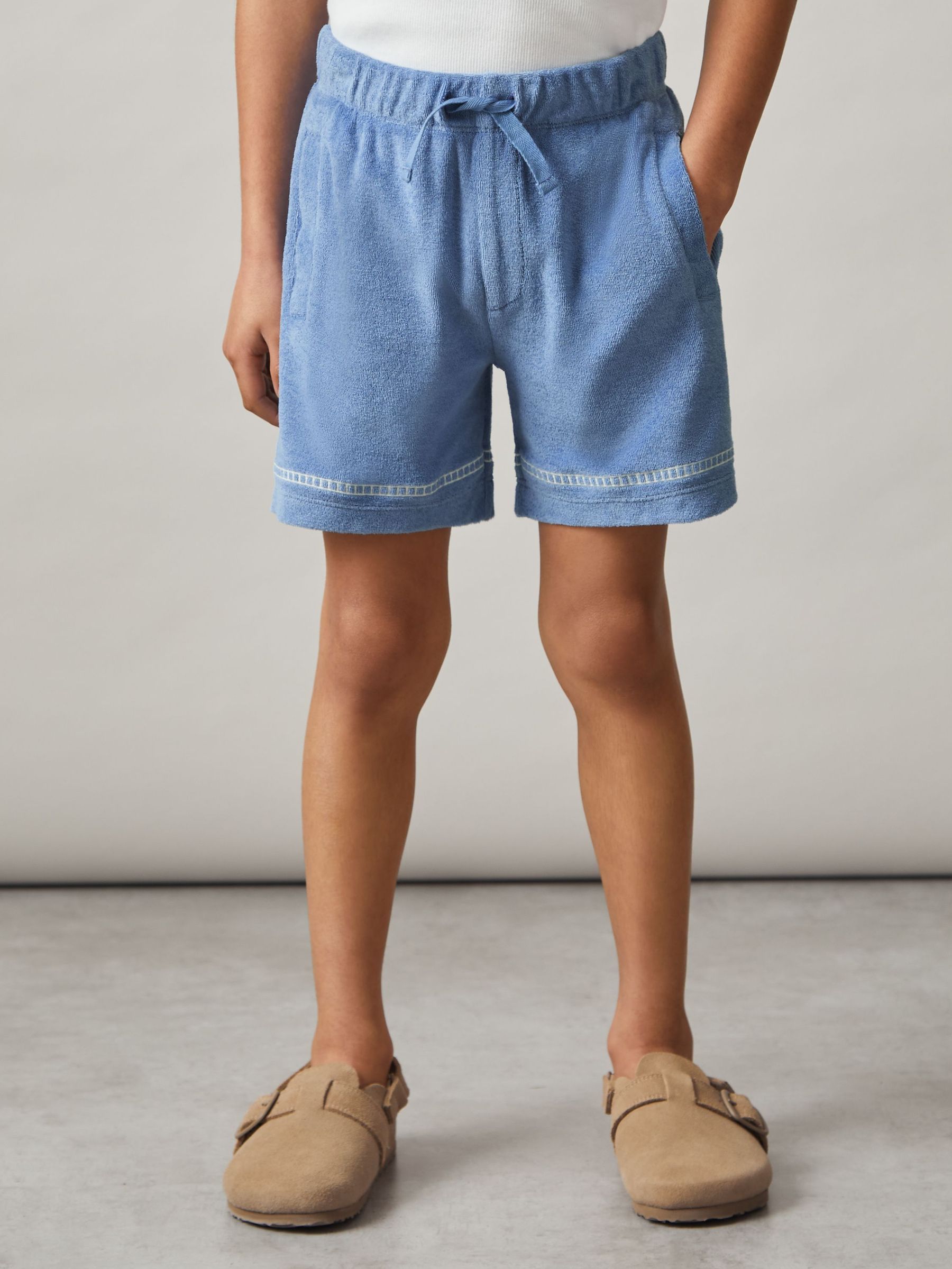 9-13 yrs Towelling Brand-Embroidered Shorts in Airforce Blue (F61533) | £42
