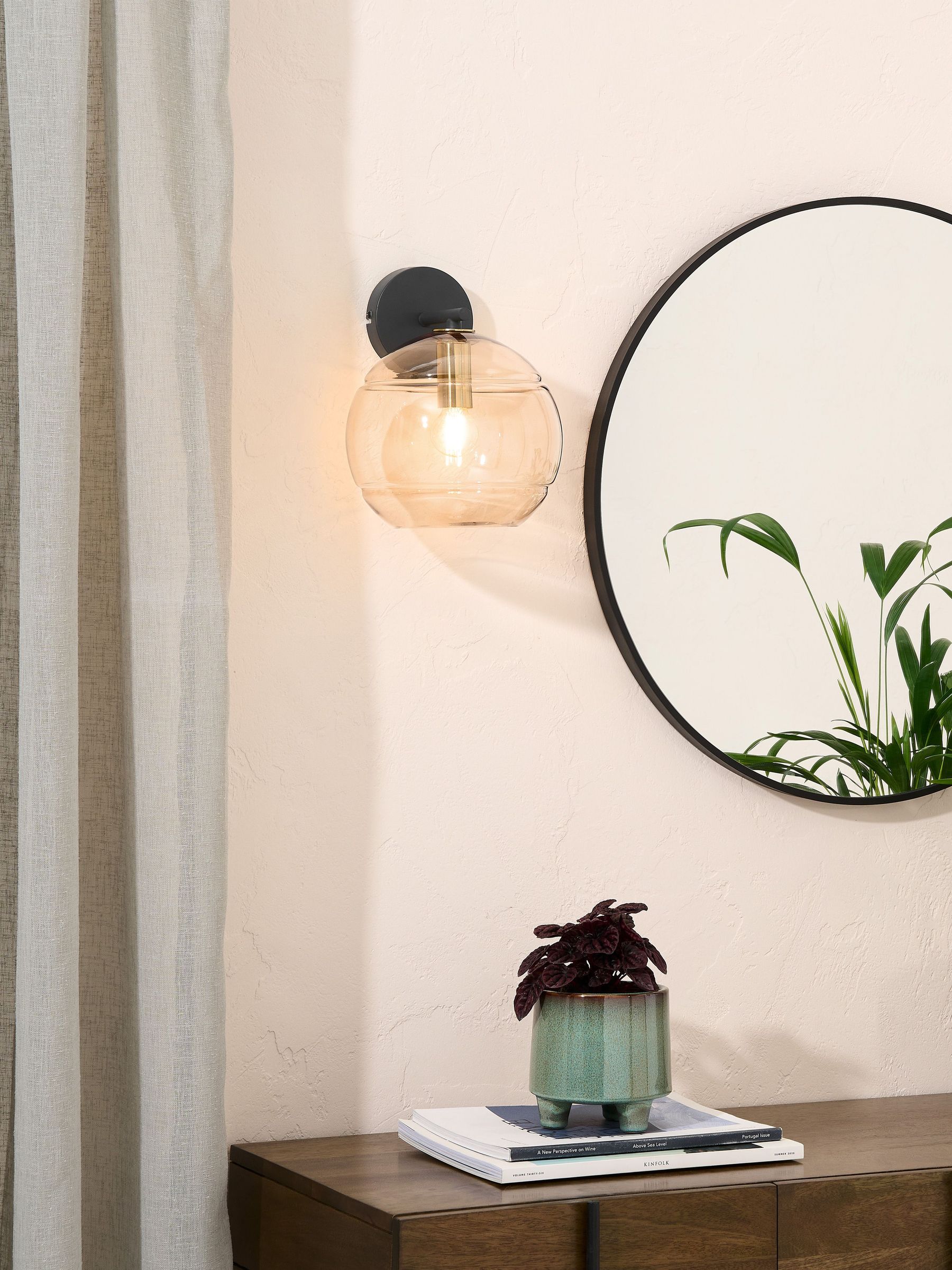 Mika Wall Light in Black/Champagne (F61541) | £55