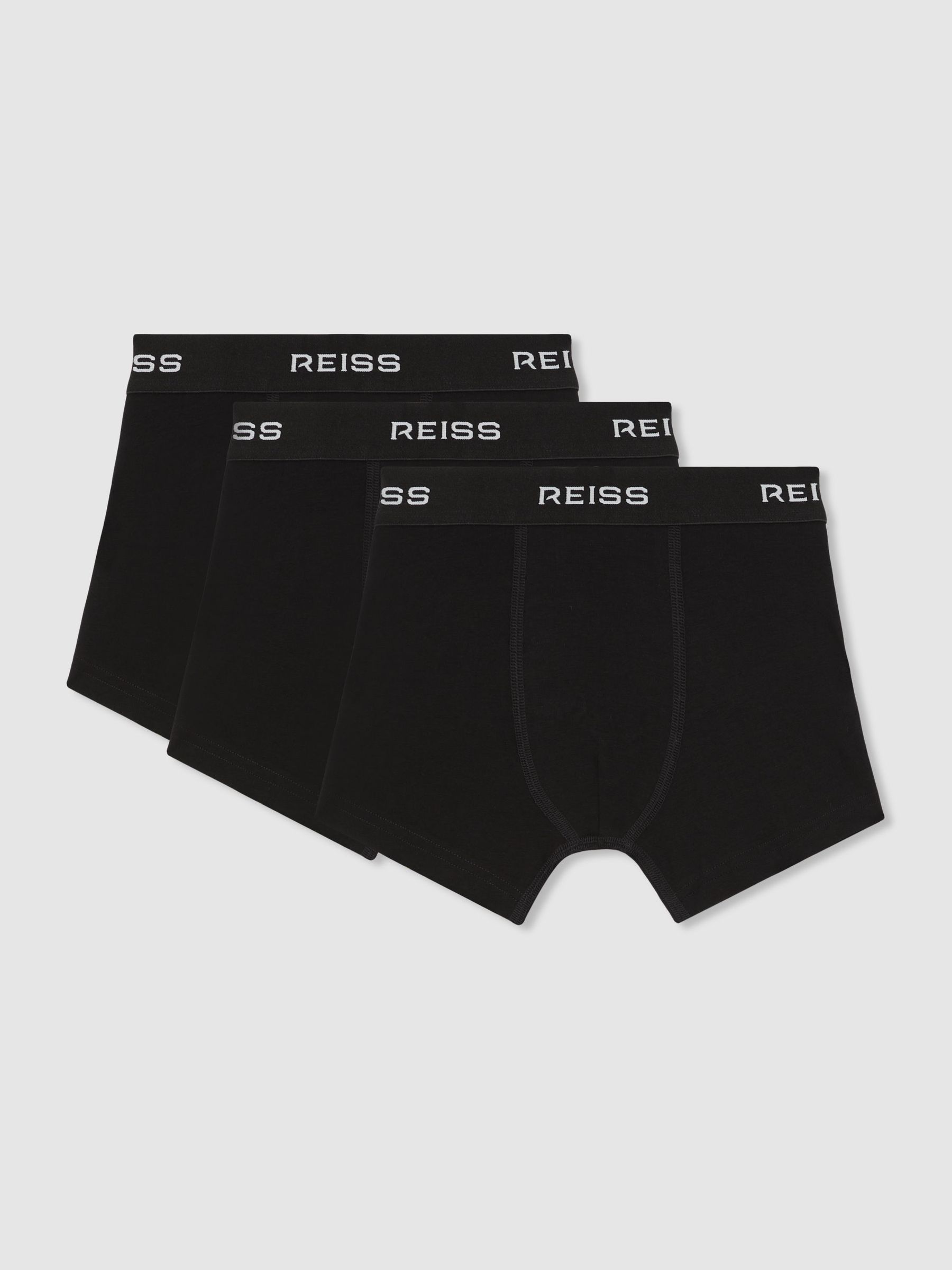 9-13 yrs Stretch-Cotton Logo-Waistband Boxer Shorts 3 Pack in Black (F61551) | £20