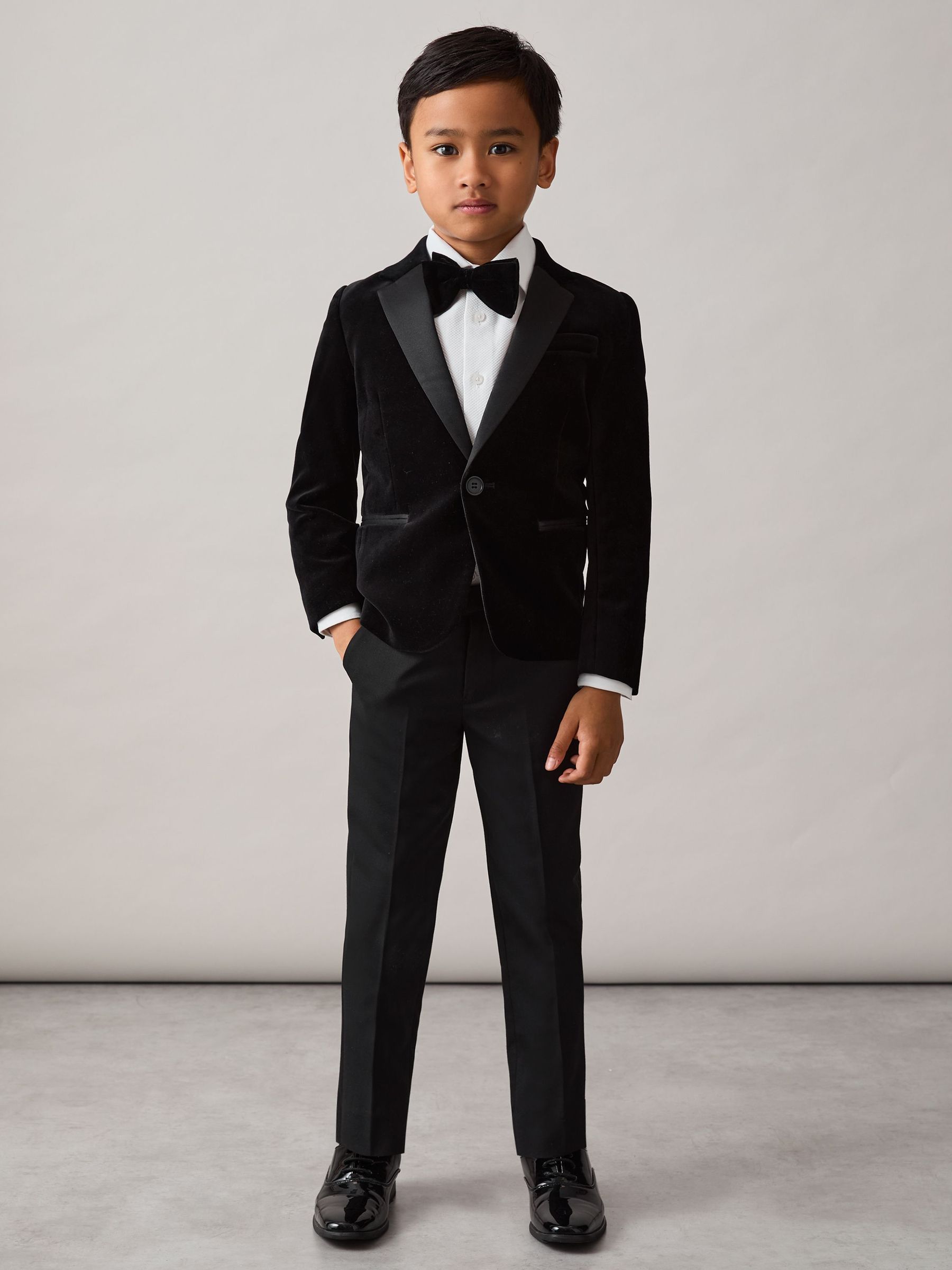 3-9 yrs Single-Breasted Velvet Blazer in Black (F61559) | £98