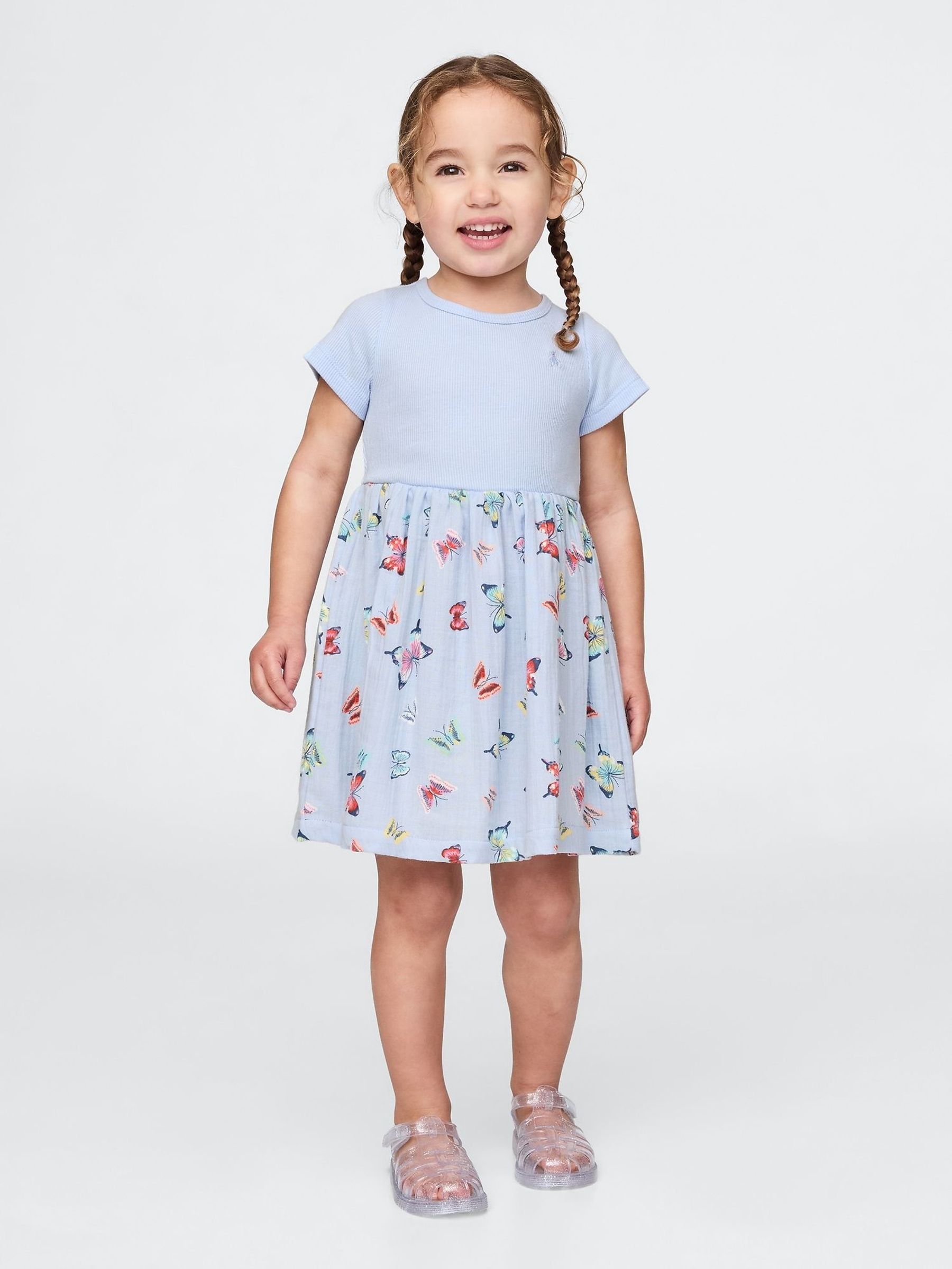 Blue Butterfly Skater Dress (6mths-5yrs) (F61958) | £18