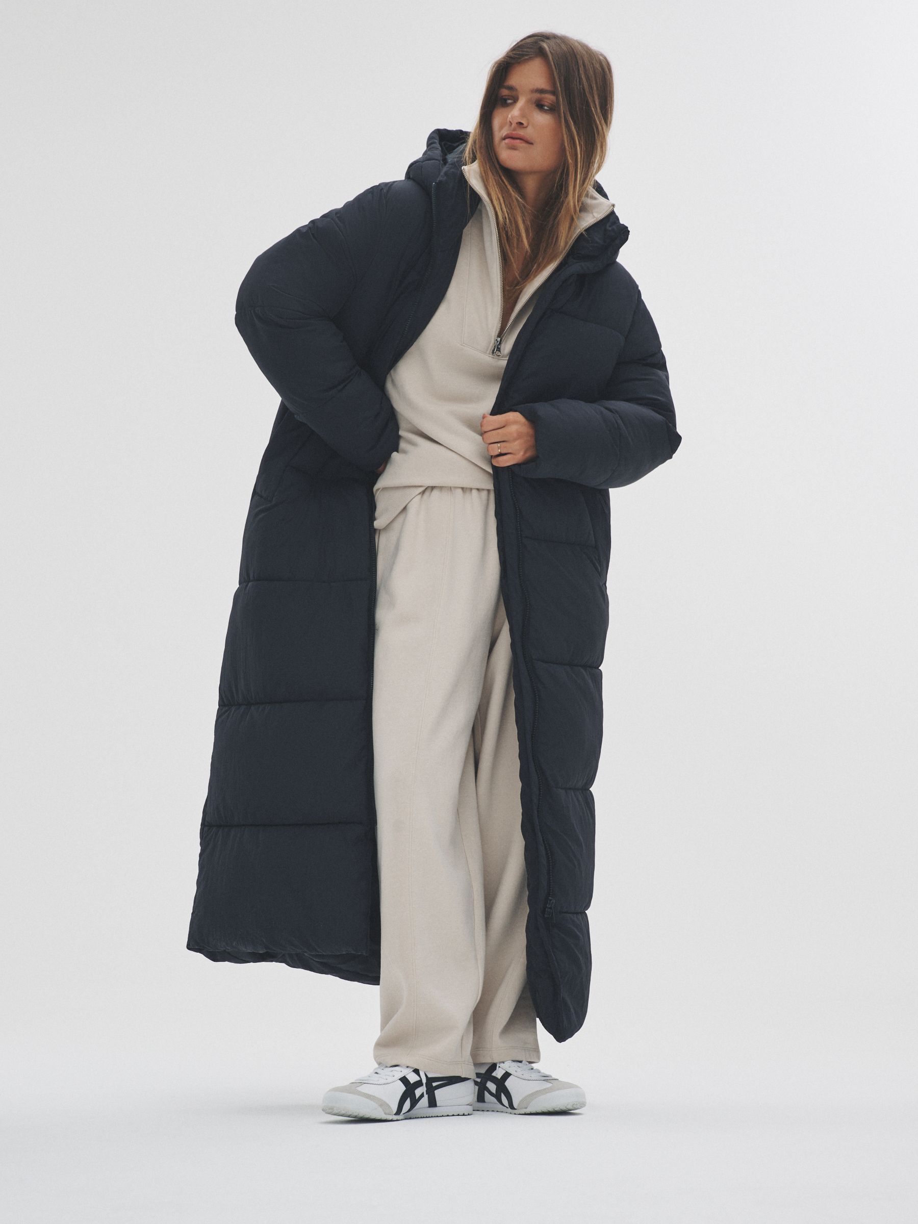 Black - Hooded Longline Padded Maxi Coat (F63154) | £46