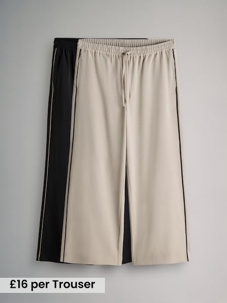 Black/Neutral Taupe - 2 Pack Wide Leg Trousers (F63163) | £32