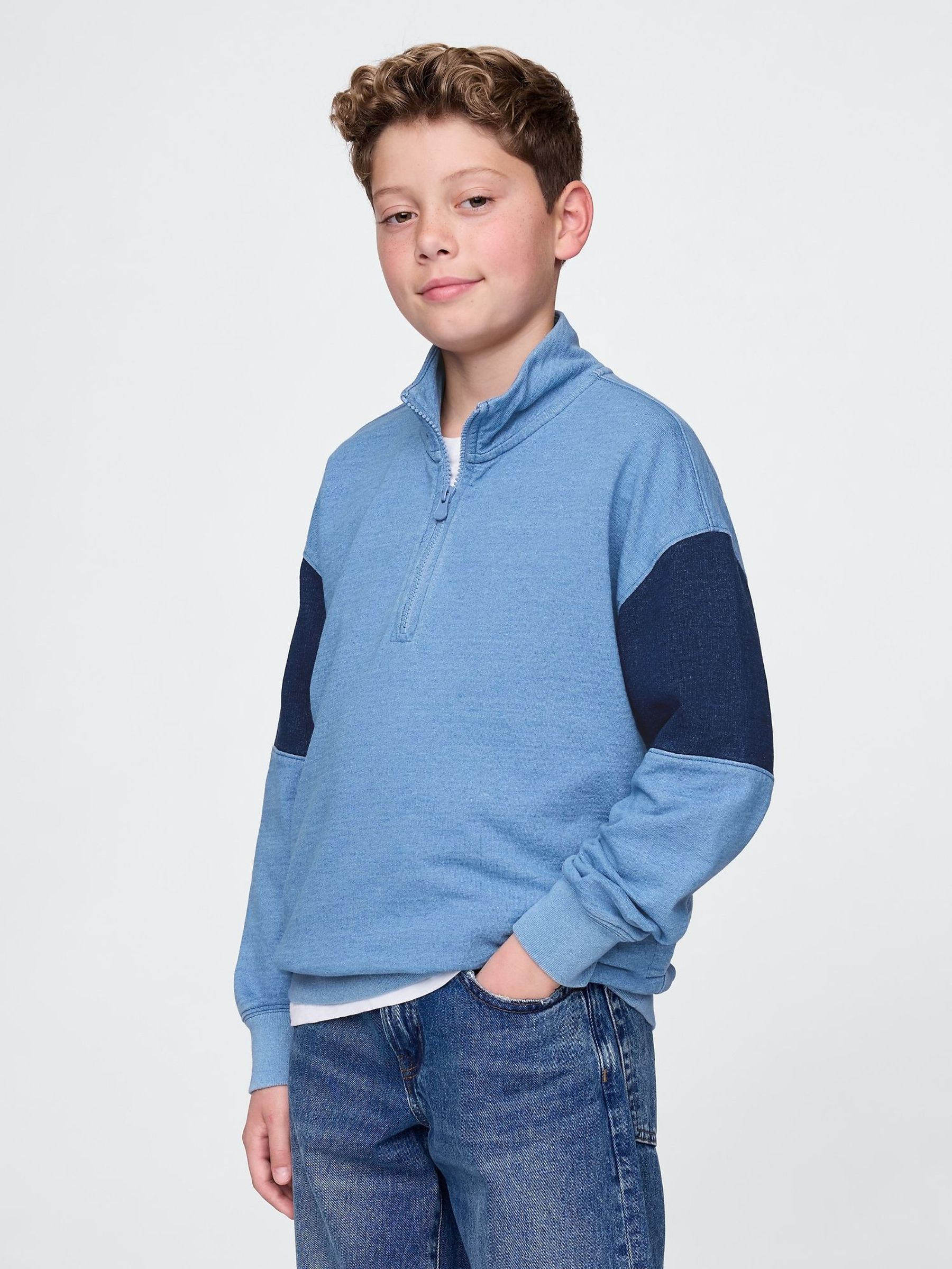 Blue Vintage Soft Half-Zip Logo Pullover (4-13yrs) (F63786) | £40