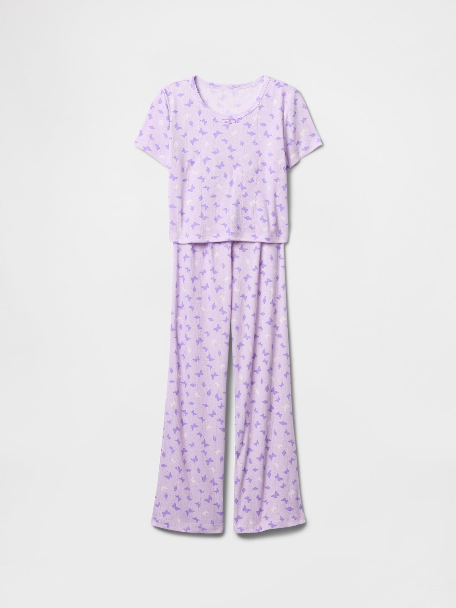 Purple Bow Pointelle Long Pyjamas (6-13yrs) (F63870) | £30