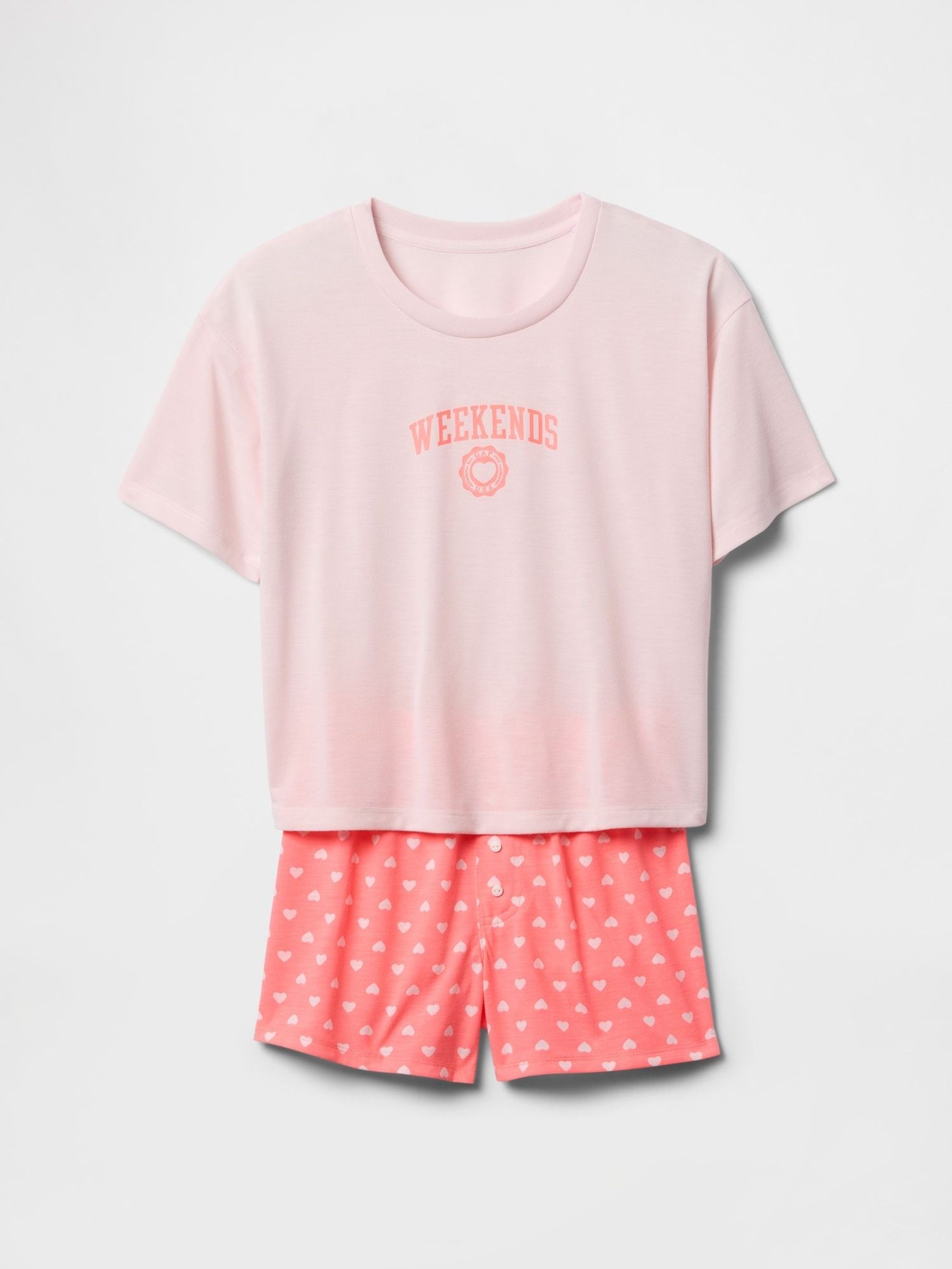 Pink Heart Pointelle Short Pyjamas (6-13yrs) (F63872) | £25