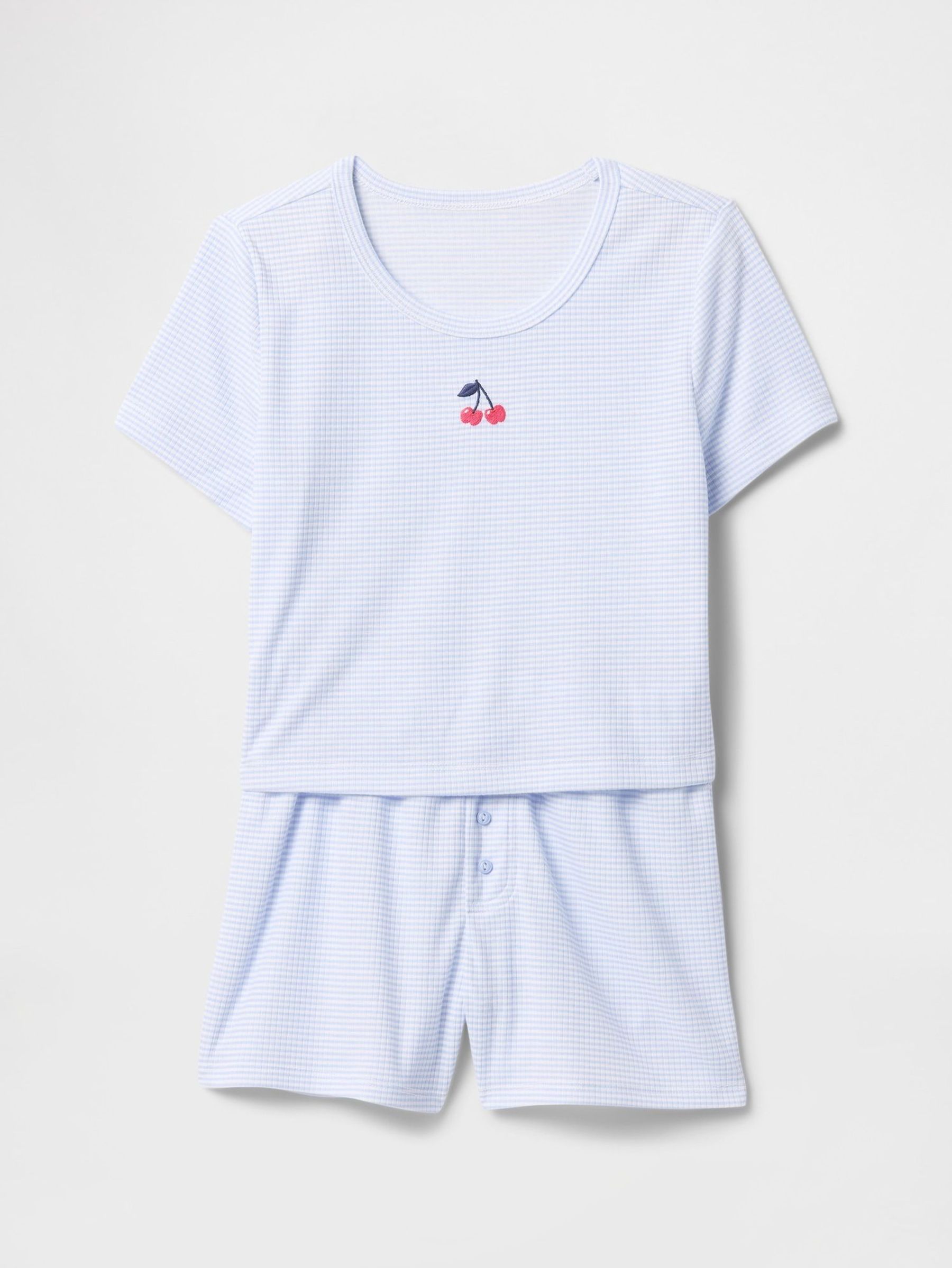 Blue Cherry Pointelle Short Pyjamas (6-13yrs) (F63874) | £25