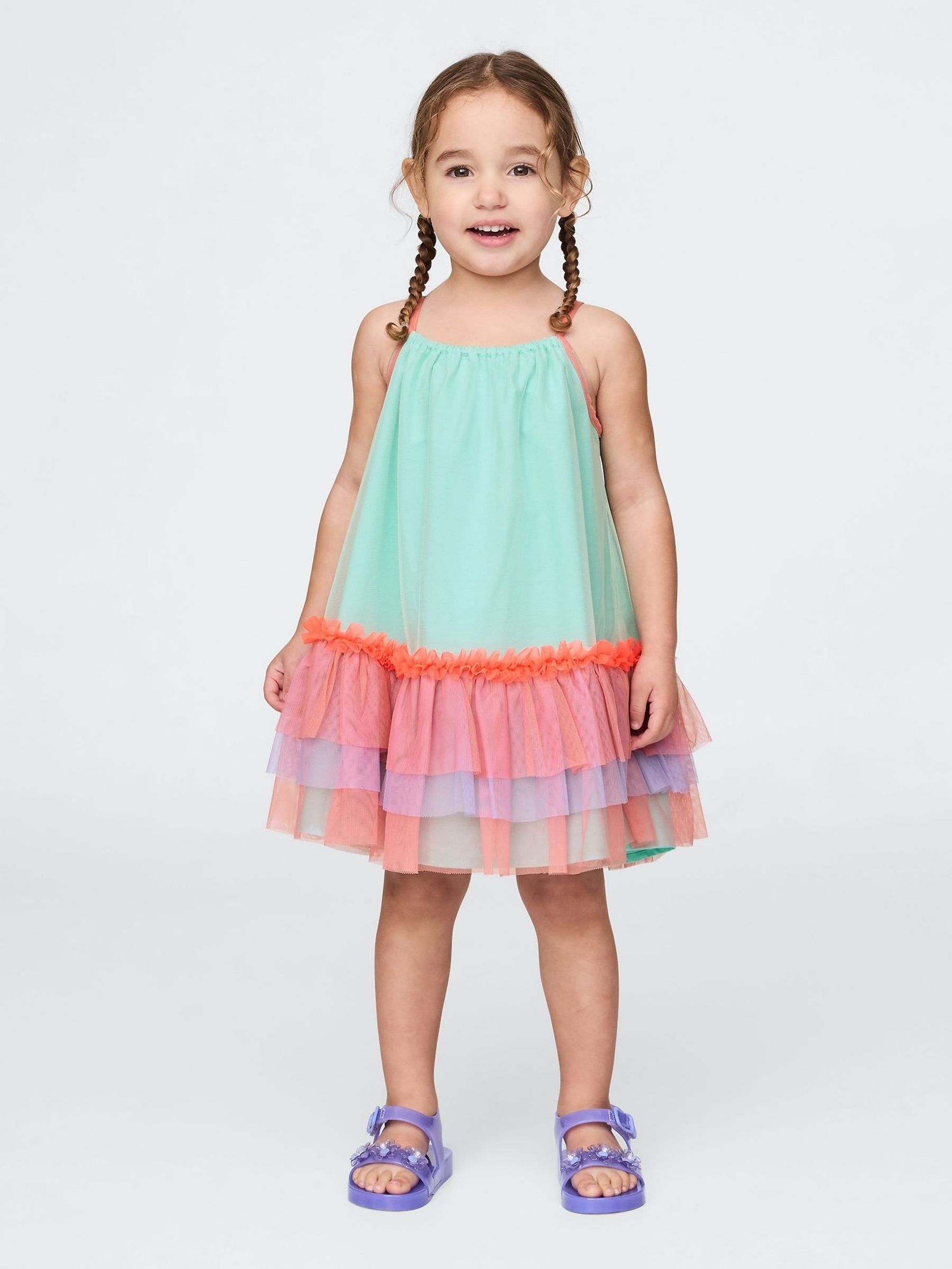 Green Colourblock Tulle Dress (6mths-5yrs) (F64053) | £30