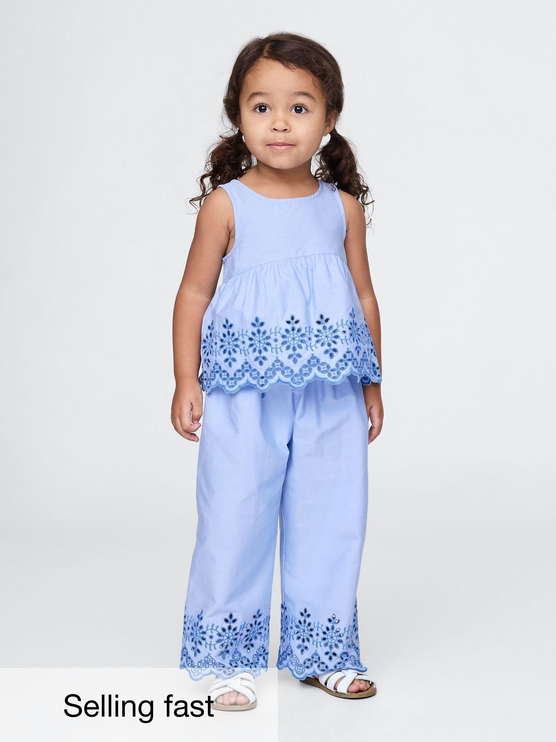 Blue Eyelet Poplin Outfit Set (6mths-5yrs) (F64054) | £35