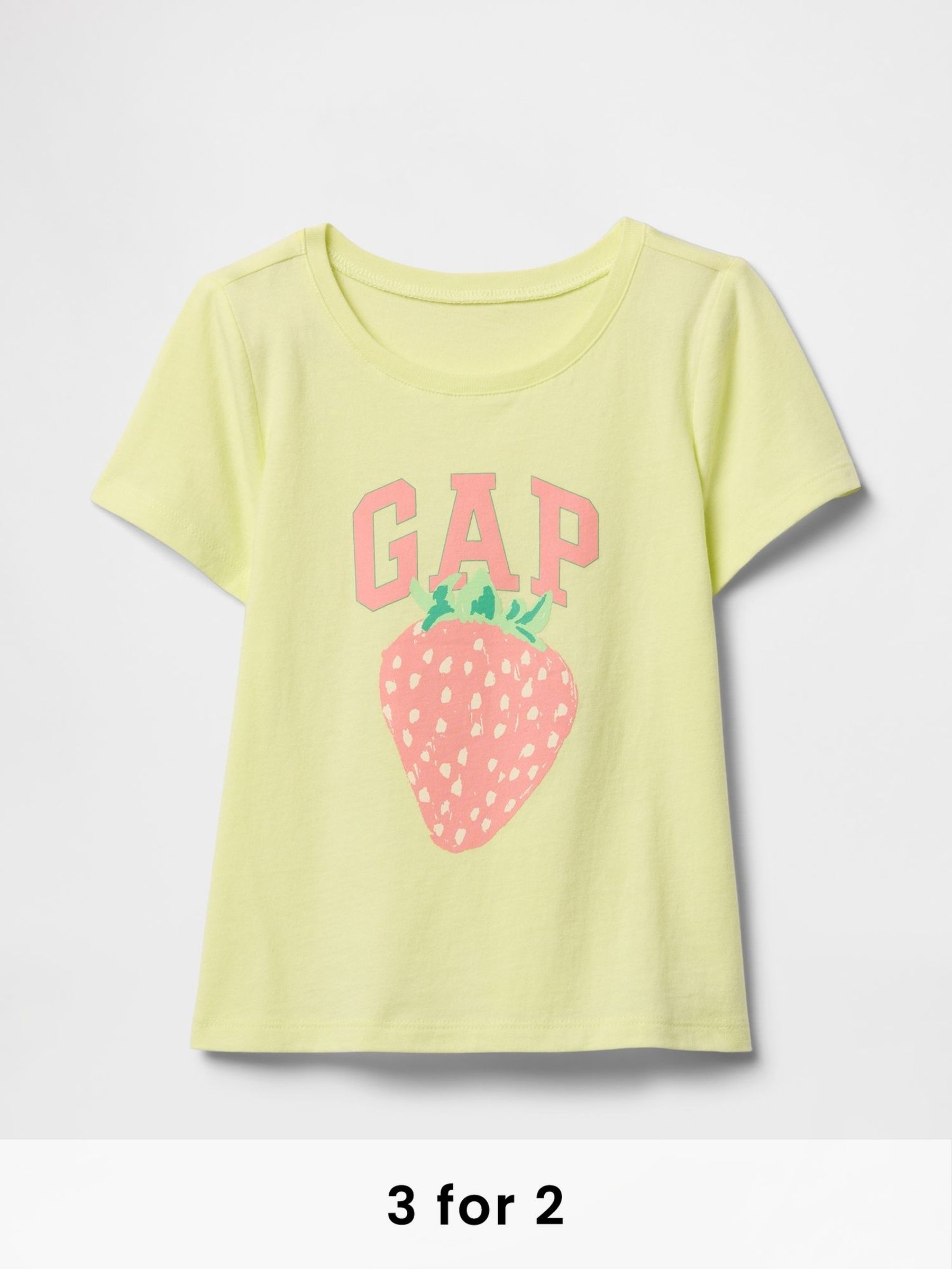 Yellow Strawberry Short Sleeve Crew Neck Graphic T-Shirt (6mths-5yrs) (F64055) | £10