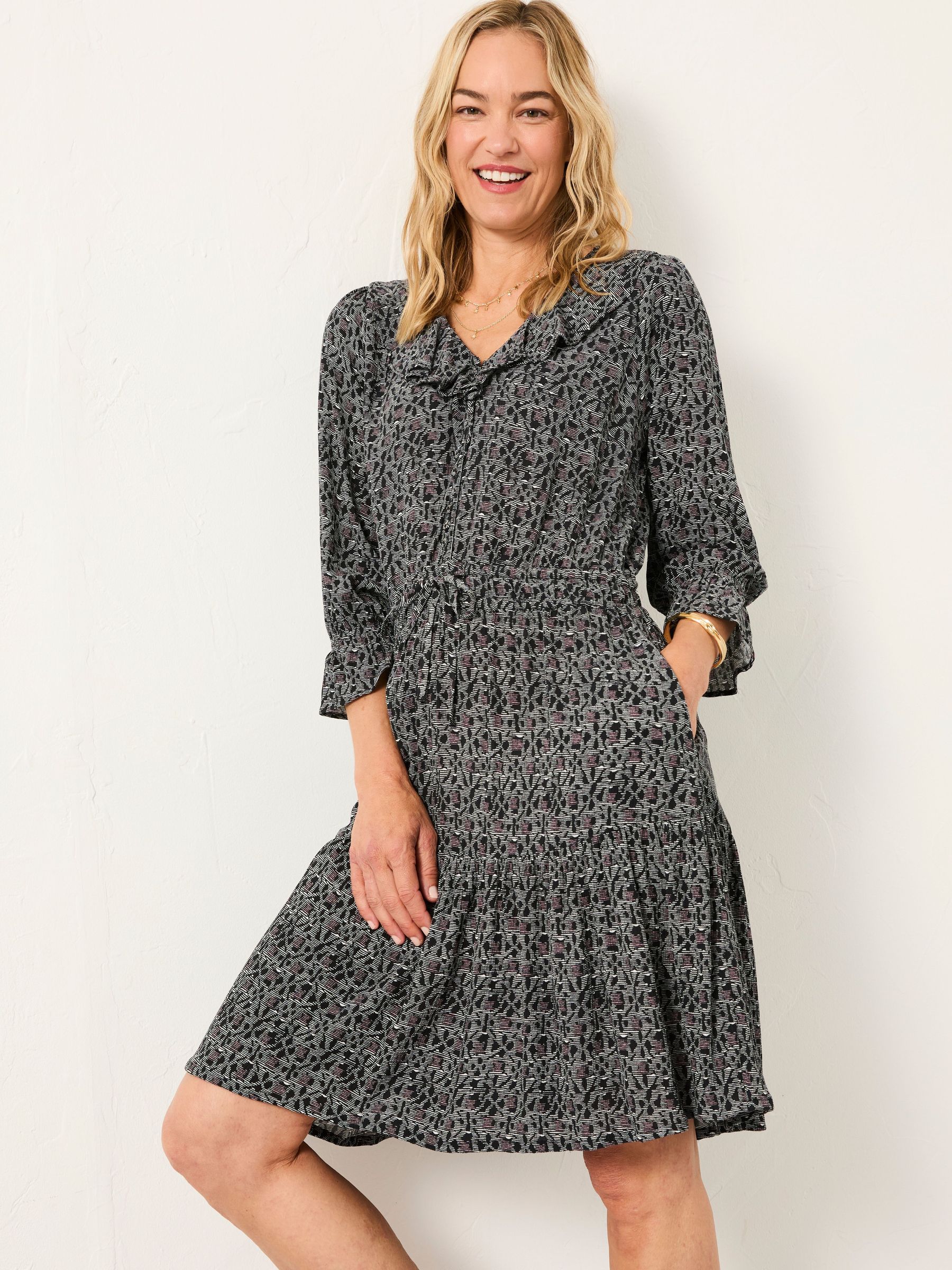 Orla Black Tapestry Floral Petite Dress (F64145) | £69