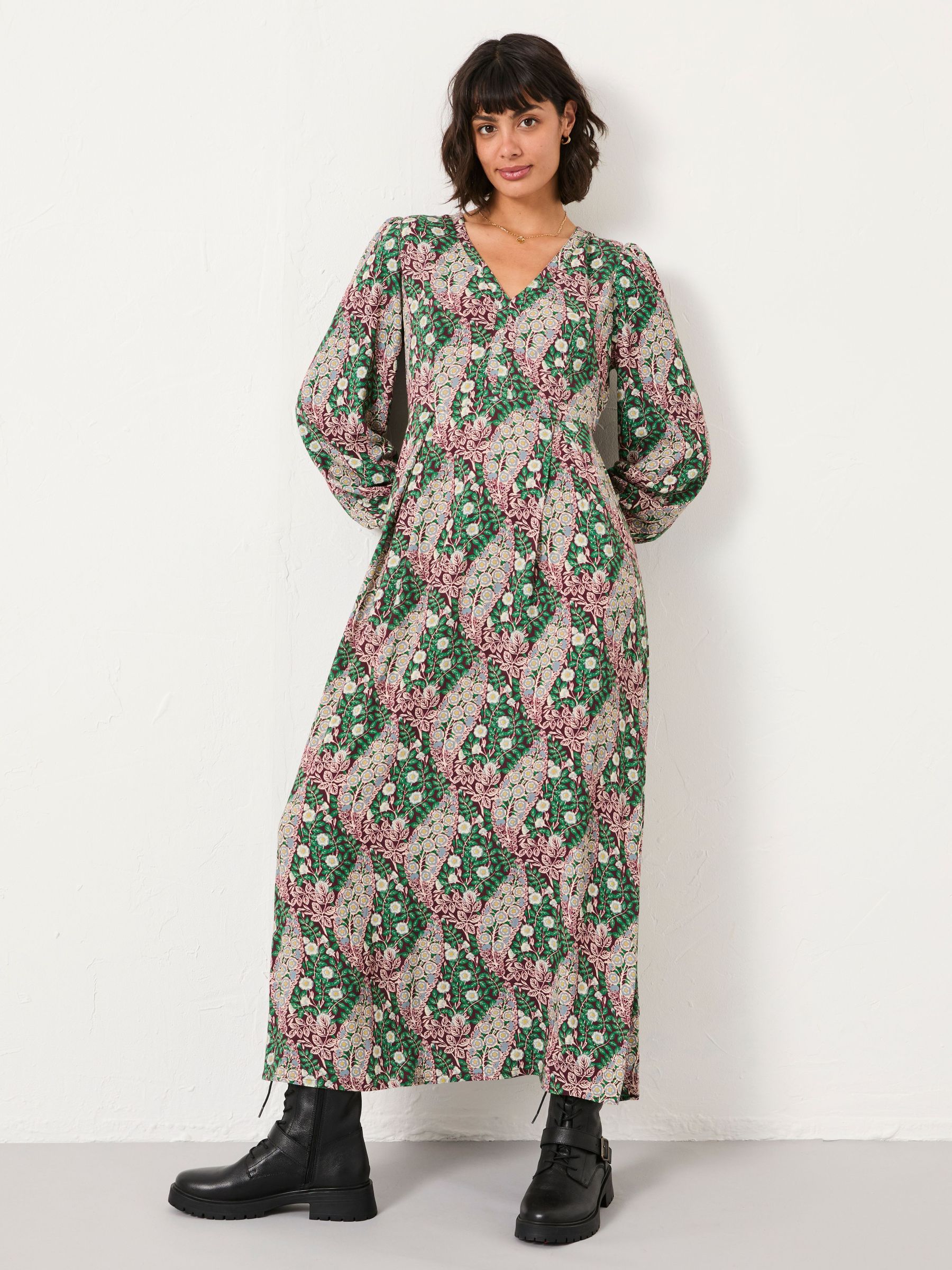 Multi Petite Japanese Rose Midi Dress (F64166) | £72