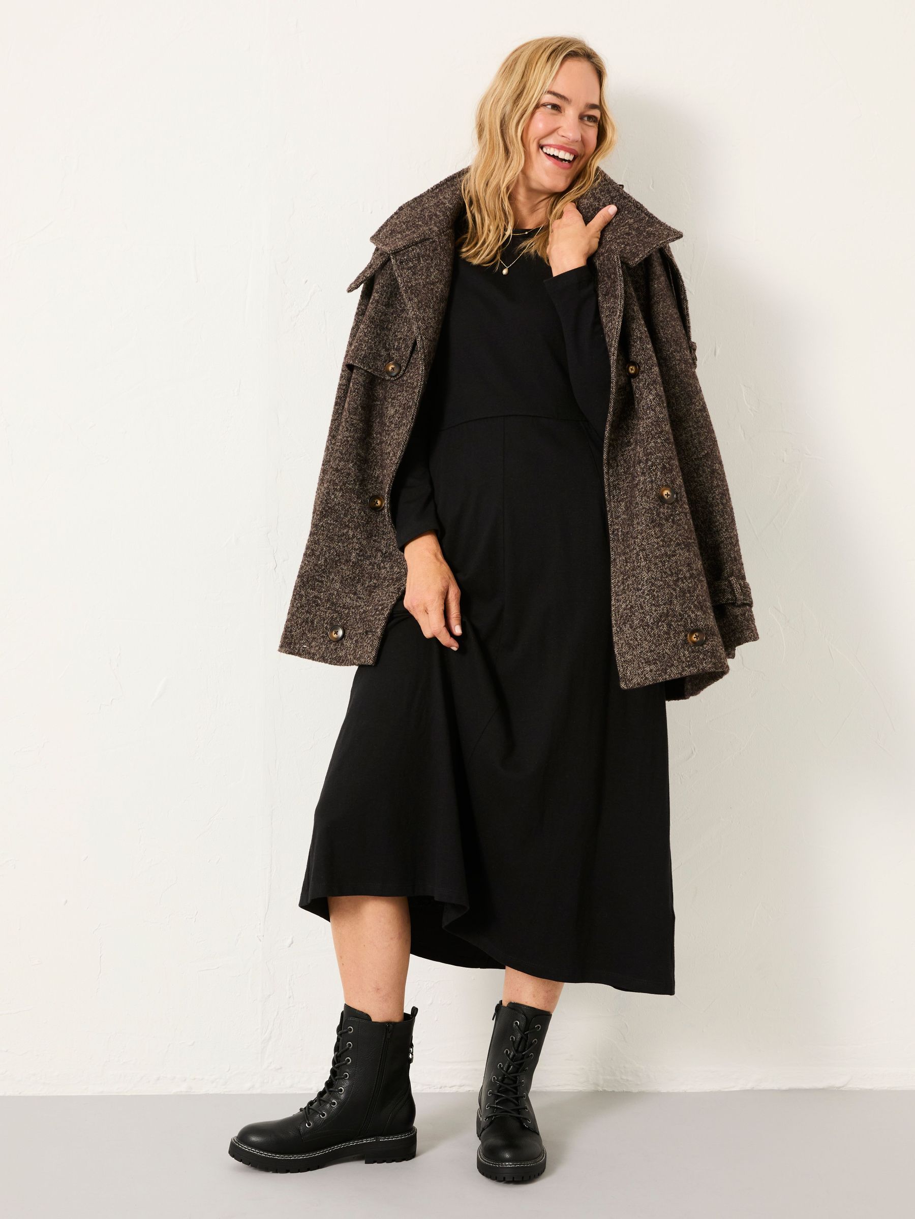 Jonie Black Petite Jersey Midi Dress (F64177) | £59
