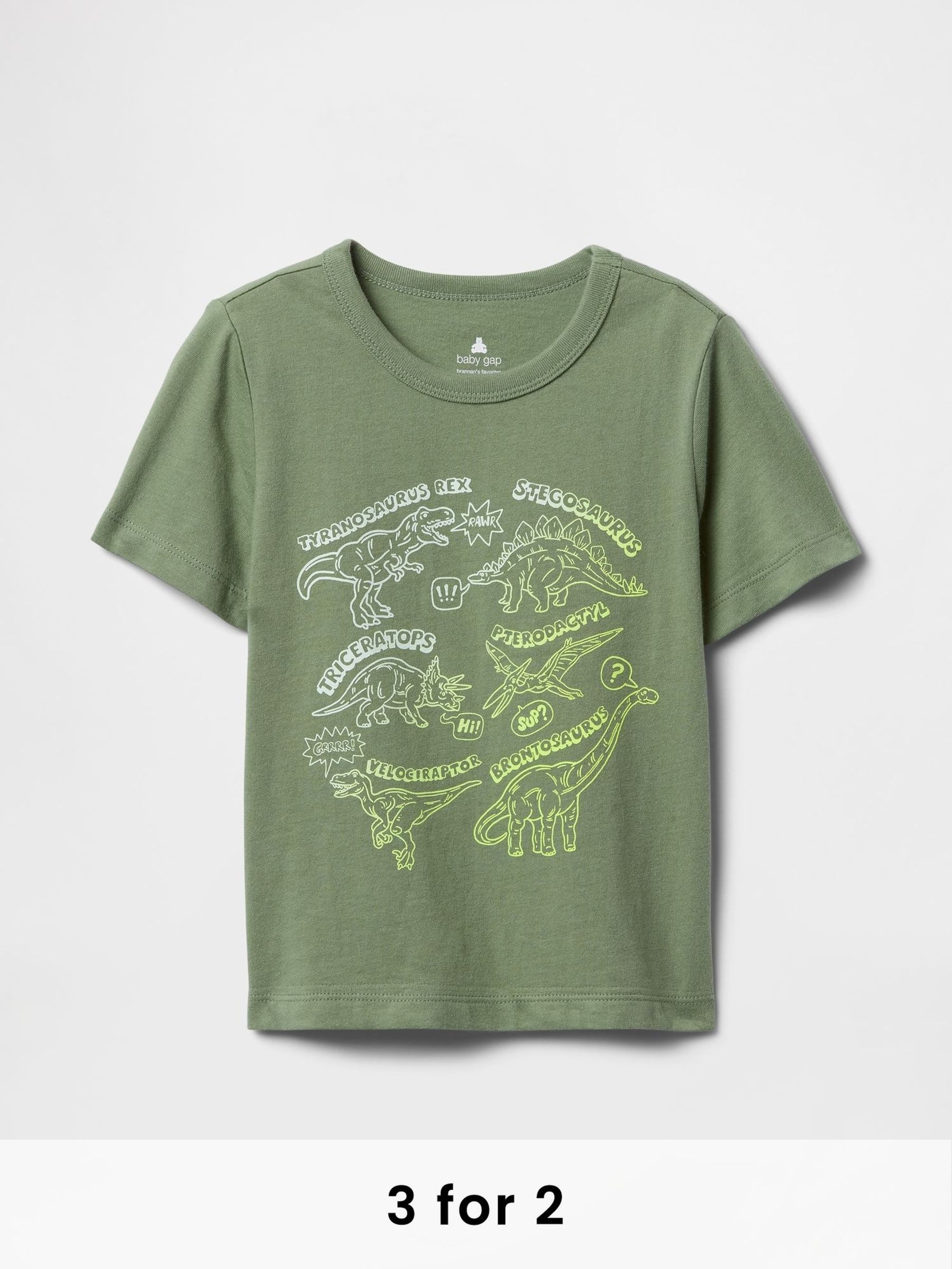 Green Dinosaur Short Sleeve Graphic T-Shirt (6mths-5yrs) (F64372) | £10