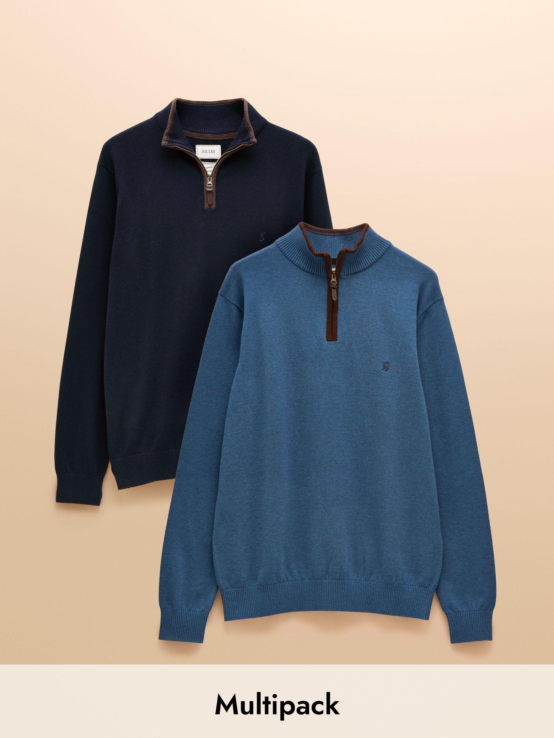Hillside Blue & Navy Quarter Zip Knitted Jumpers 2 Pack (F65827) | £85