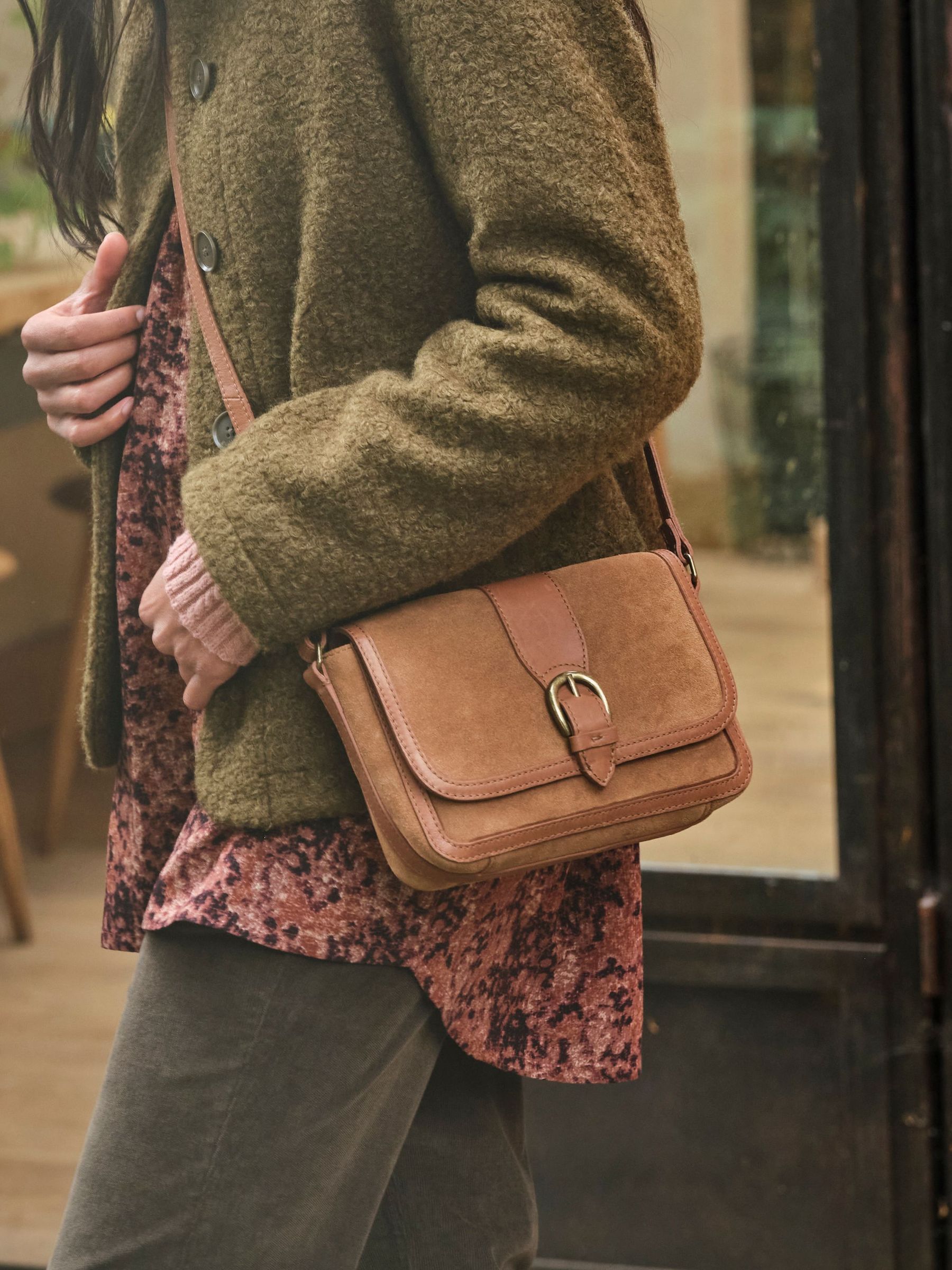 Mabel Chestnut Brown Buckle Crossbody Bag (F65874) | £69.50