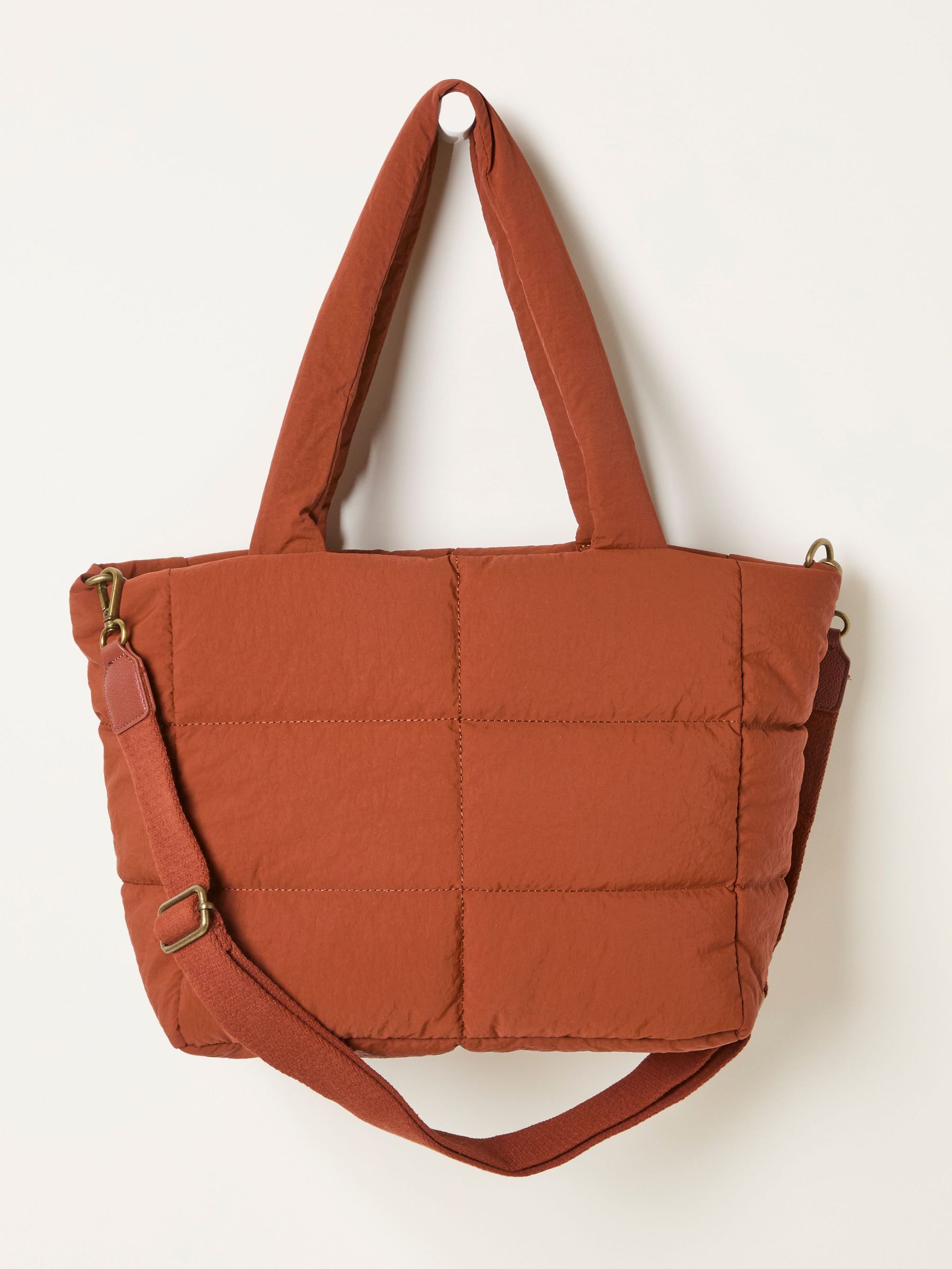 Dark Orange Quilted Nylon Tote Bag (F65888) | £42.50