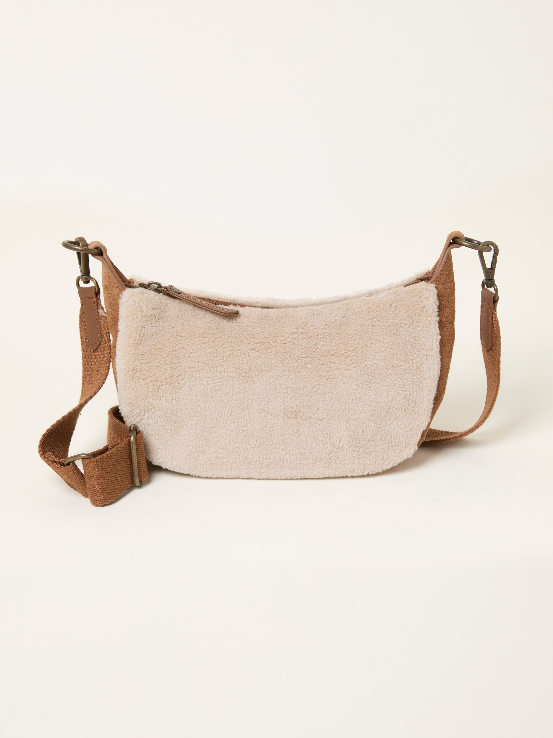 Tan Brown Borg Suede Mix Sling Bag (F65890) | £42.50