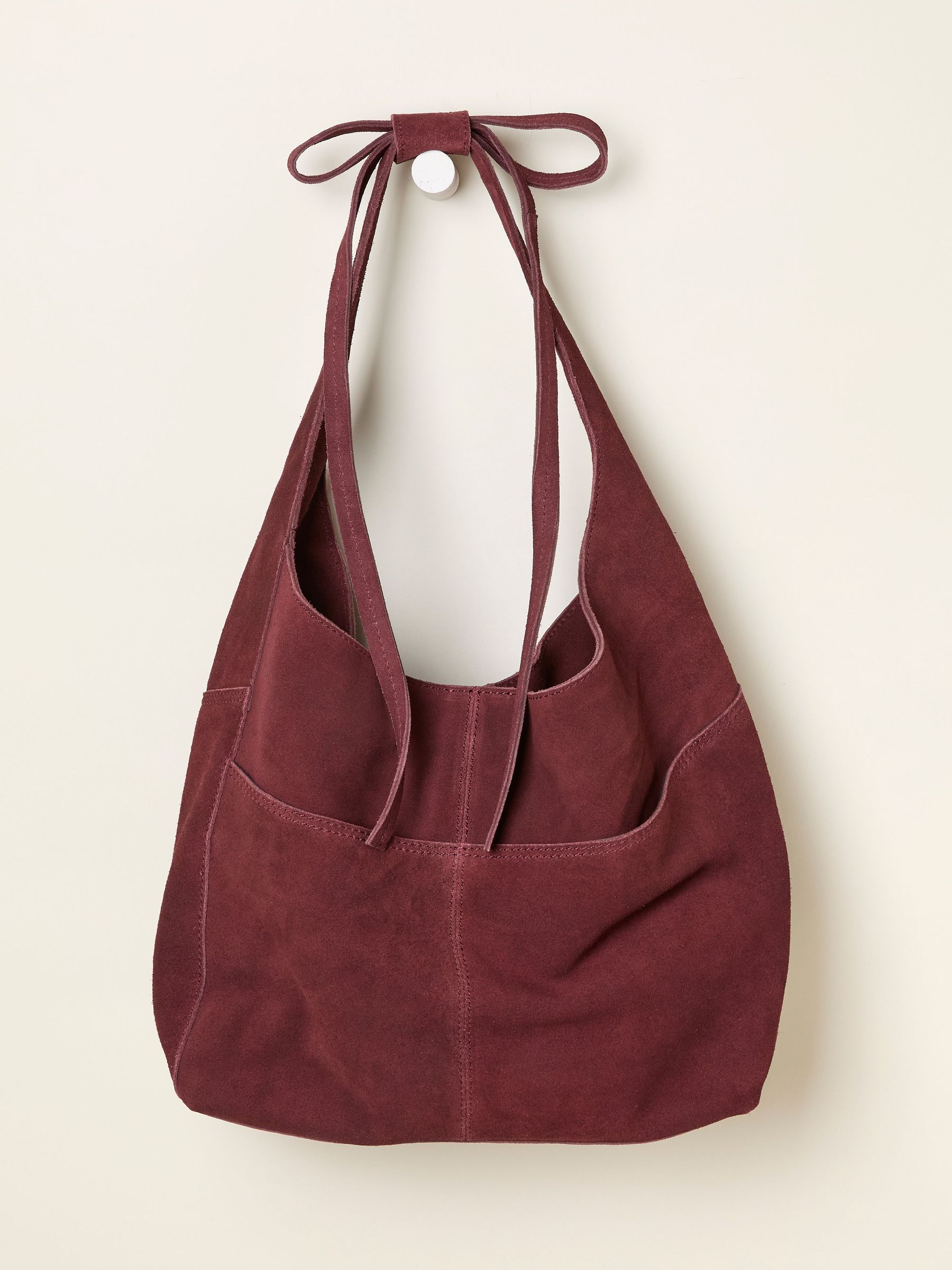 Burgundy Red Suede Bow Handle Shoulder Bag (F65904) | £65.50