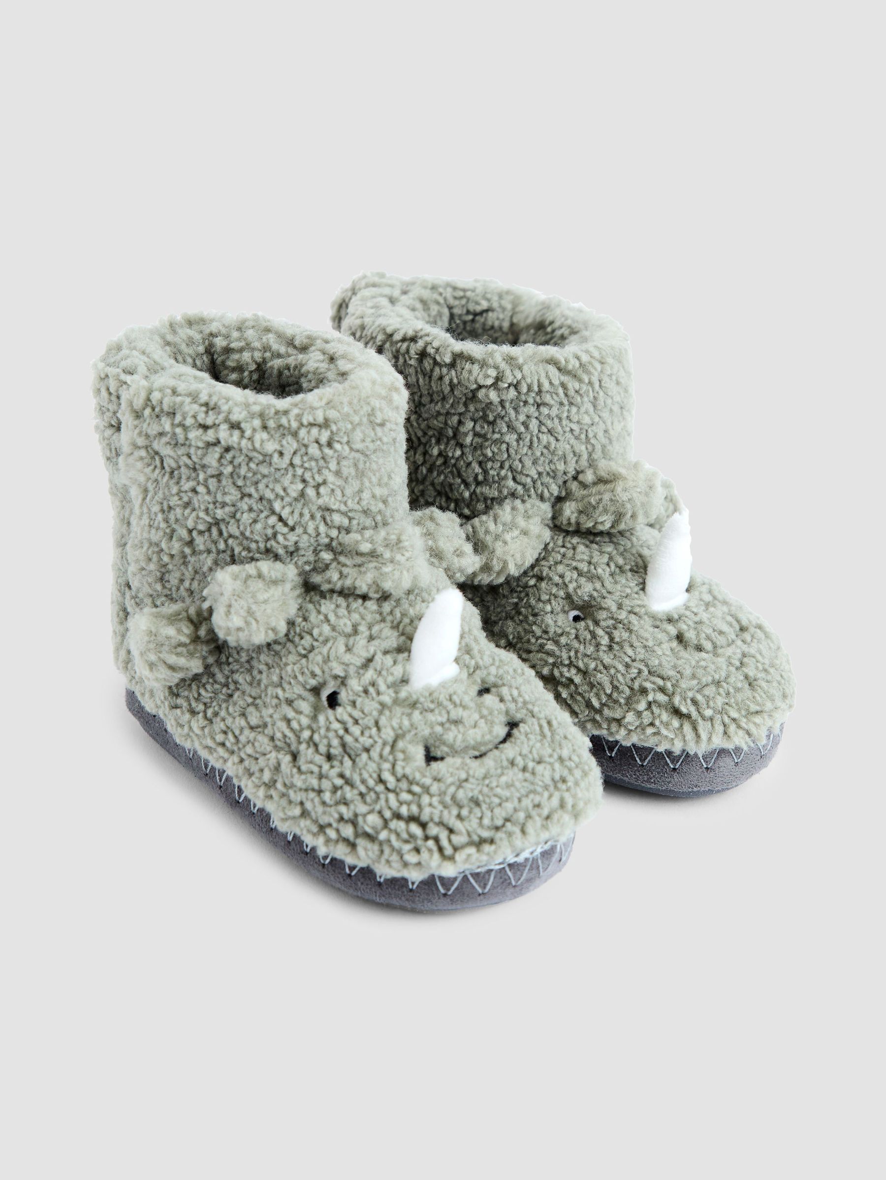 Green Dino Borg Slipper Boots (F67078) | £19.50