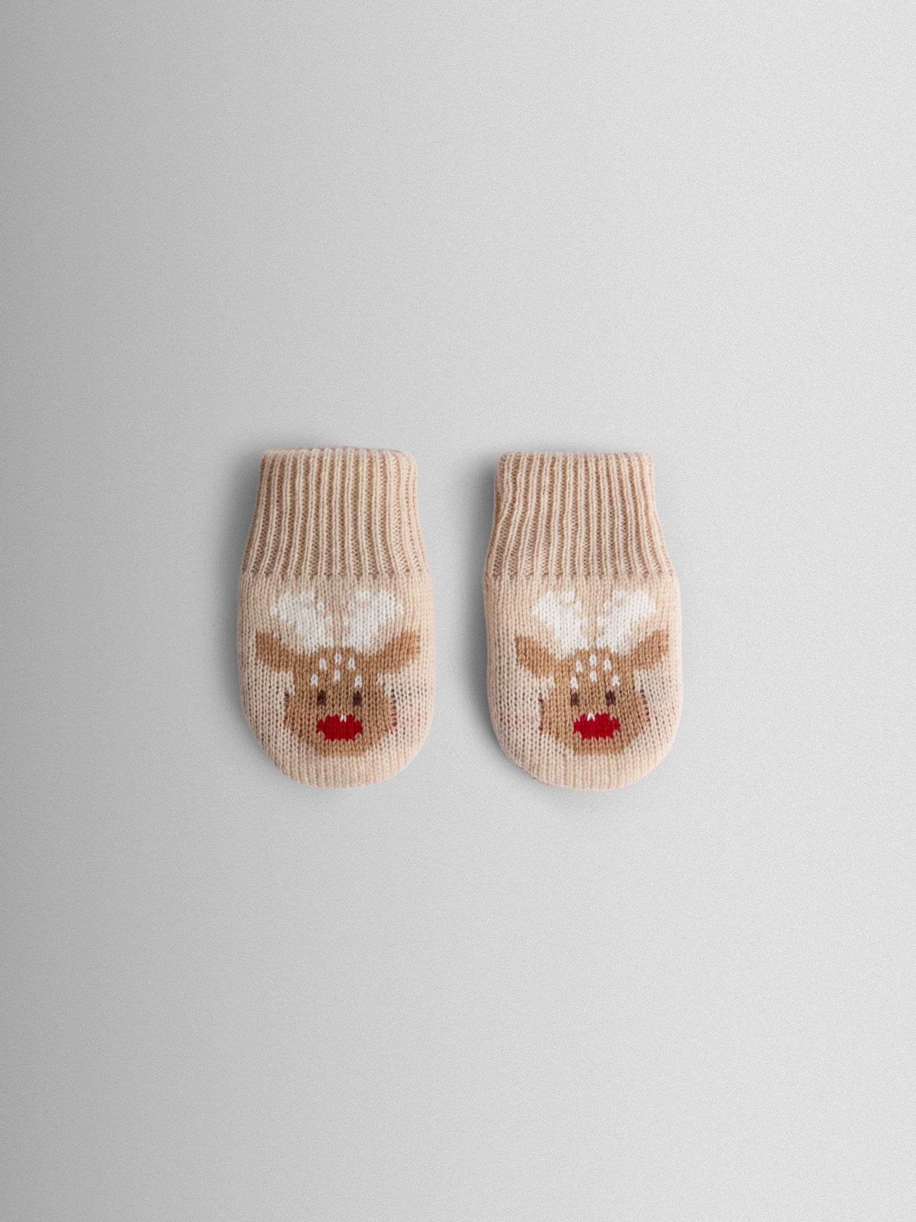 Brown Reindeer Mittens (F67081) | £15.50