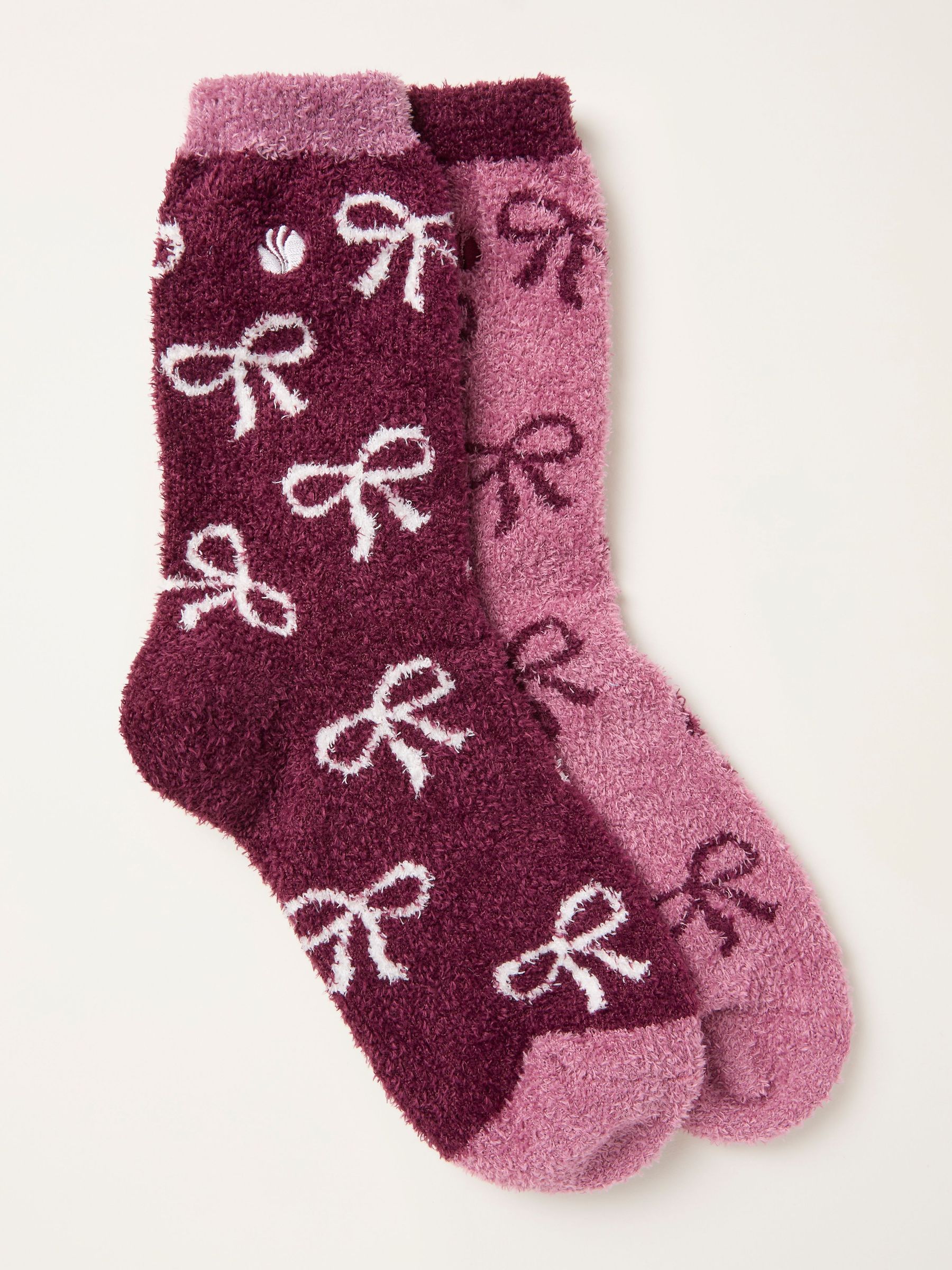 Purple  Bow 2 Pairs of Polar Socks (F67477) | £16