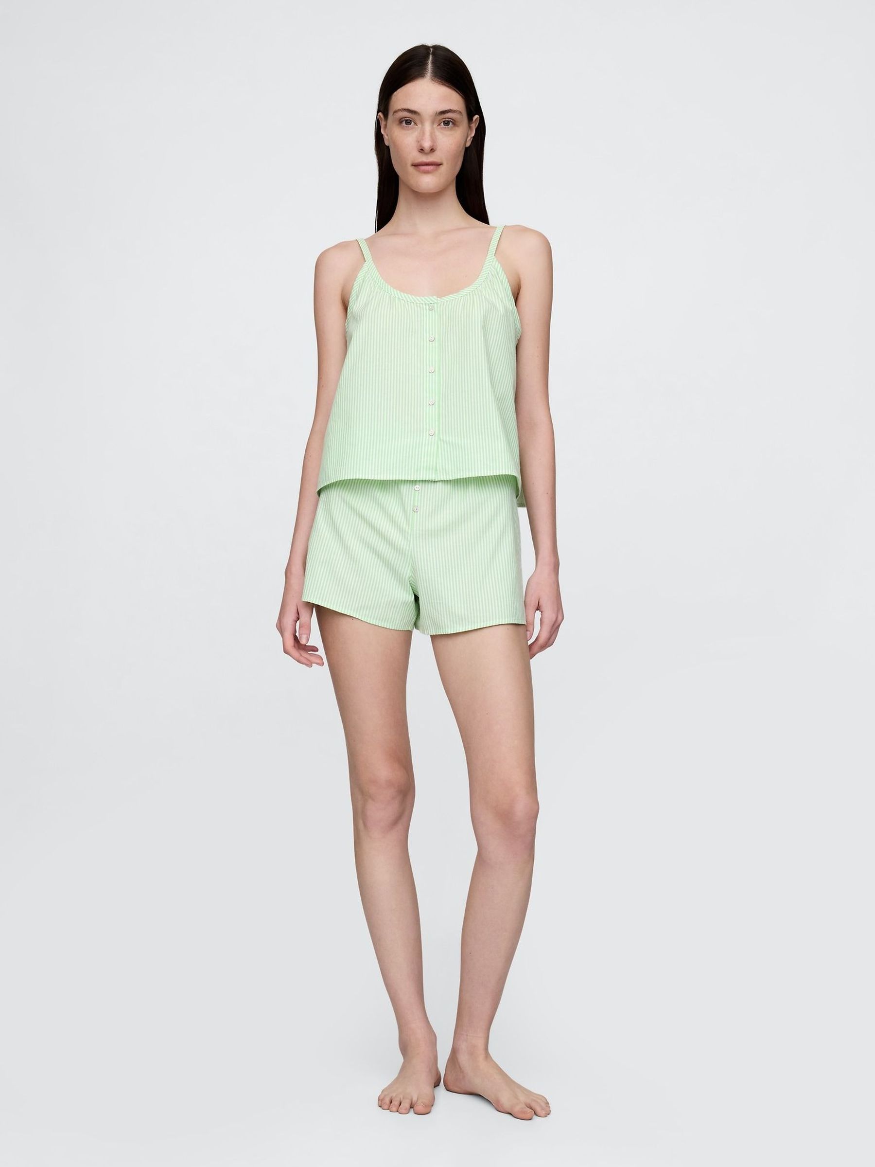 Green Poplin Pyjama Shorts Set (F68095) | £40