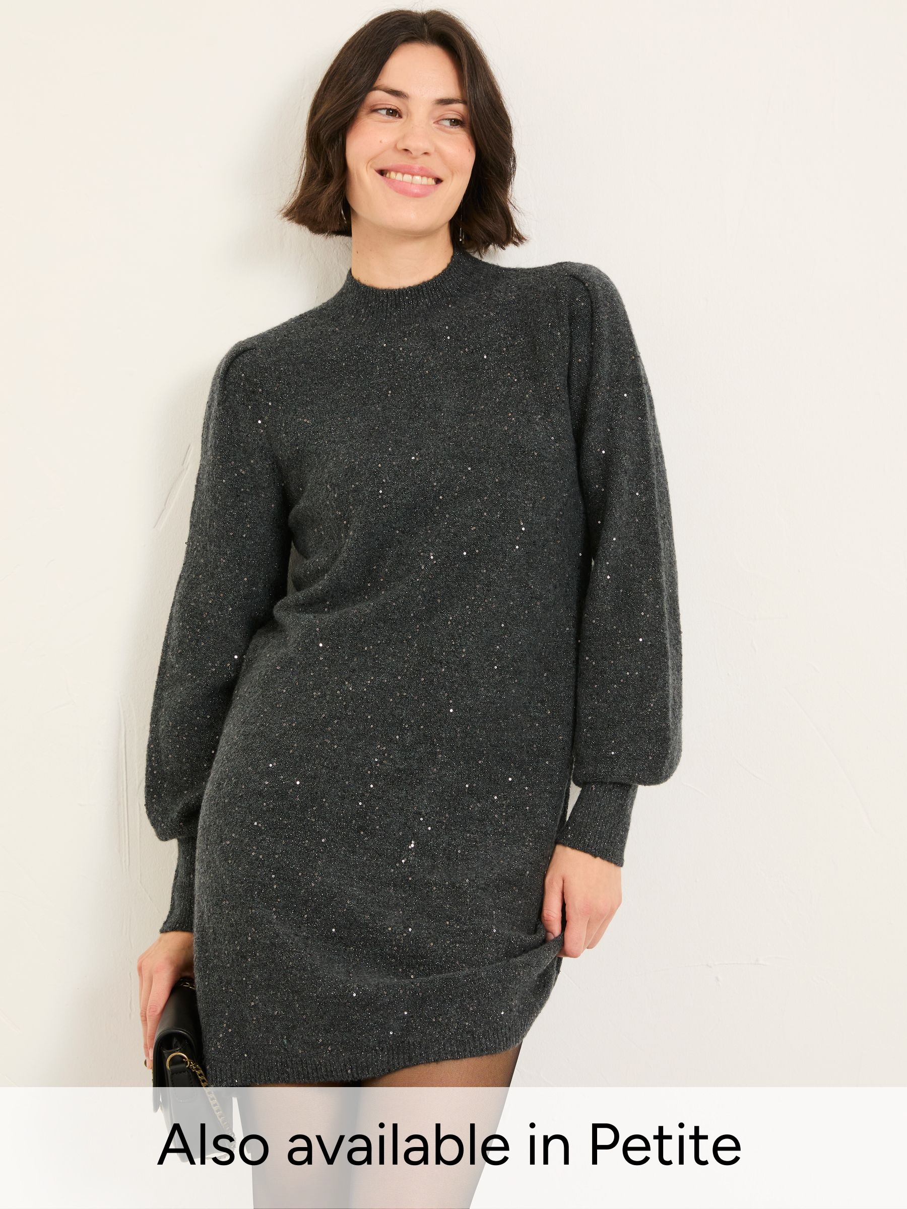 Charcoal Grey Regular Sparkle Knit Dress (F69010) | £69