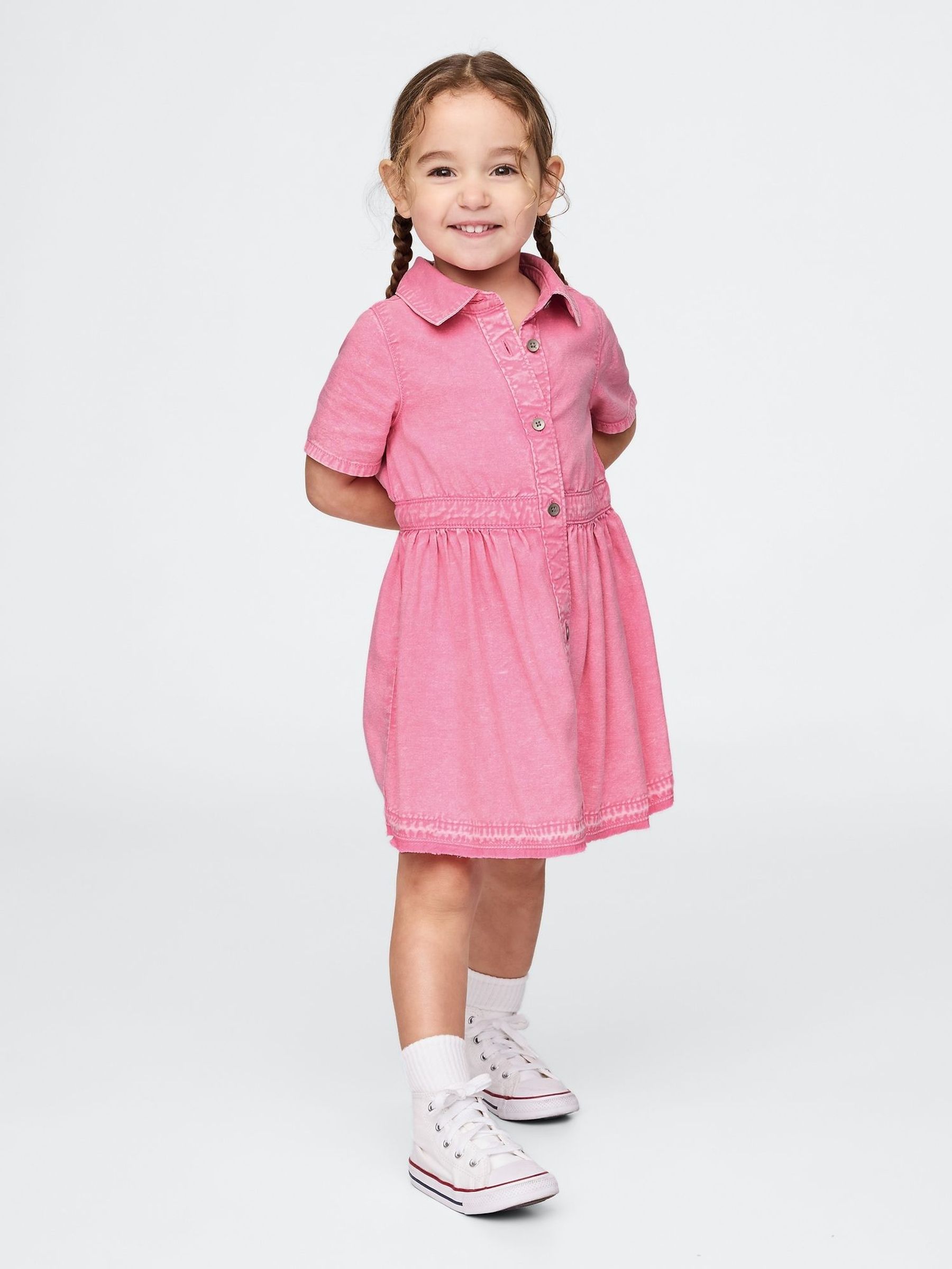 Pink Denim Shirt Dress (6mths-5yrs) (F69135) | £30