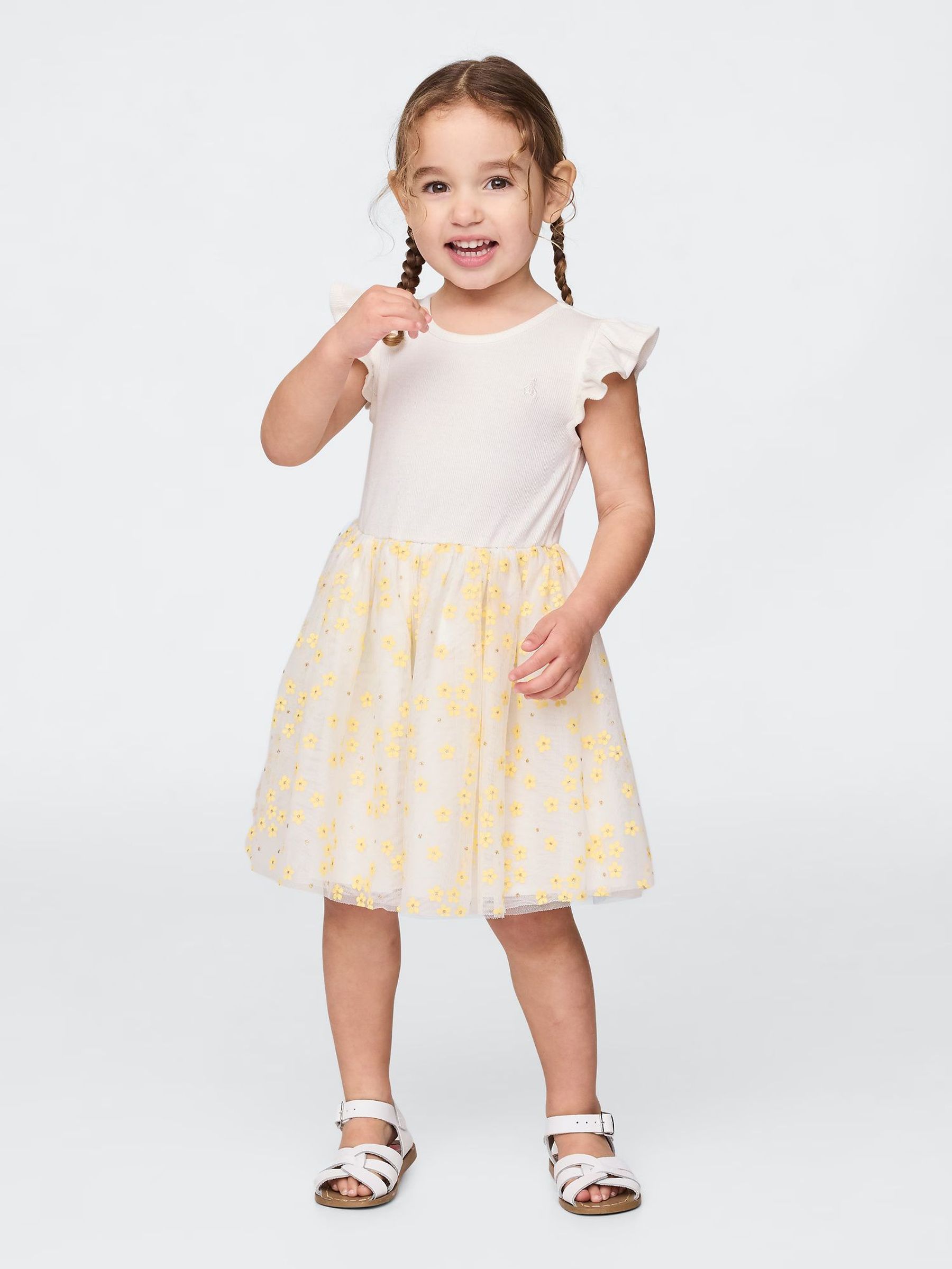 White 2 in 1 Flower Tulle Dress (6mths-5yrs) (F69152) | £20