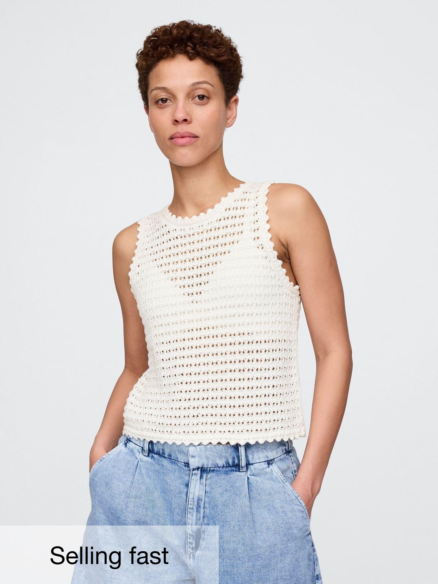 White 100% Cotton Crochet Vest (F69180) | £25