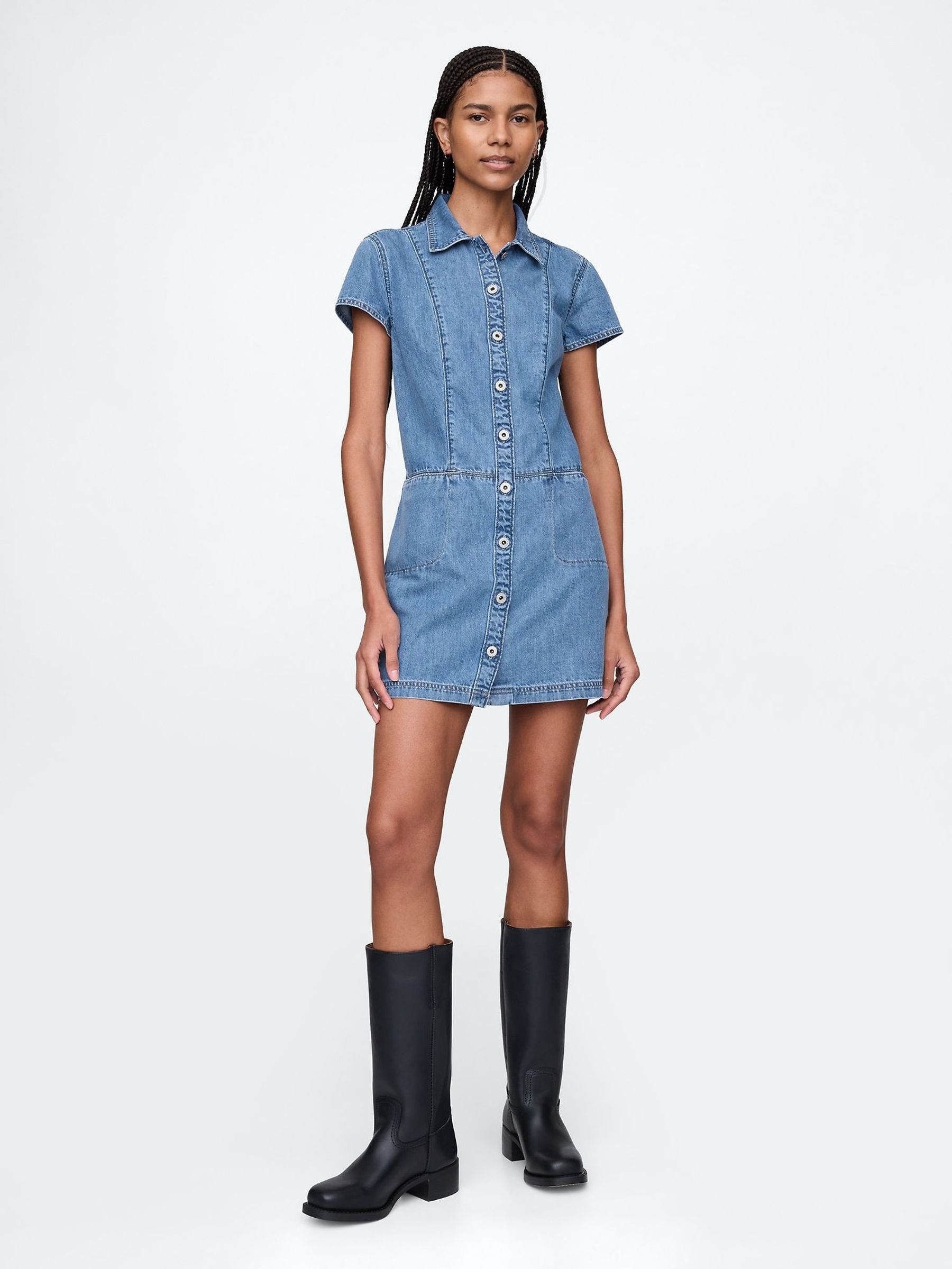 Blue UltraSoft Denim Mini Shift Dress (F69211) | £60