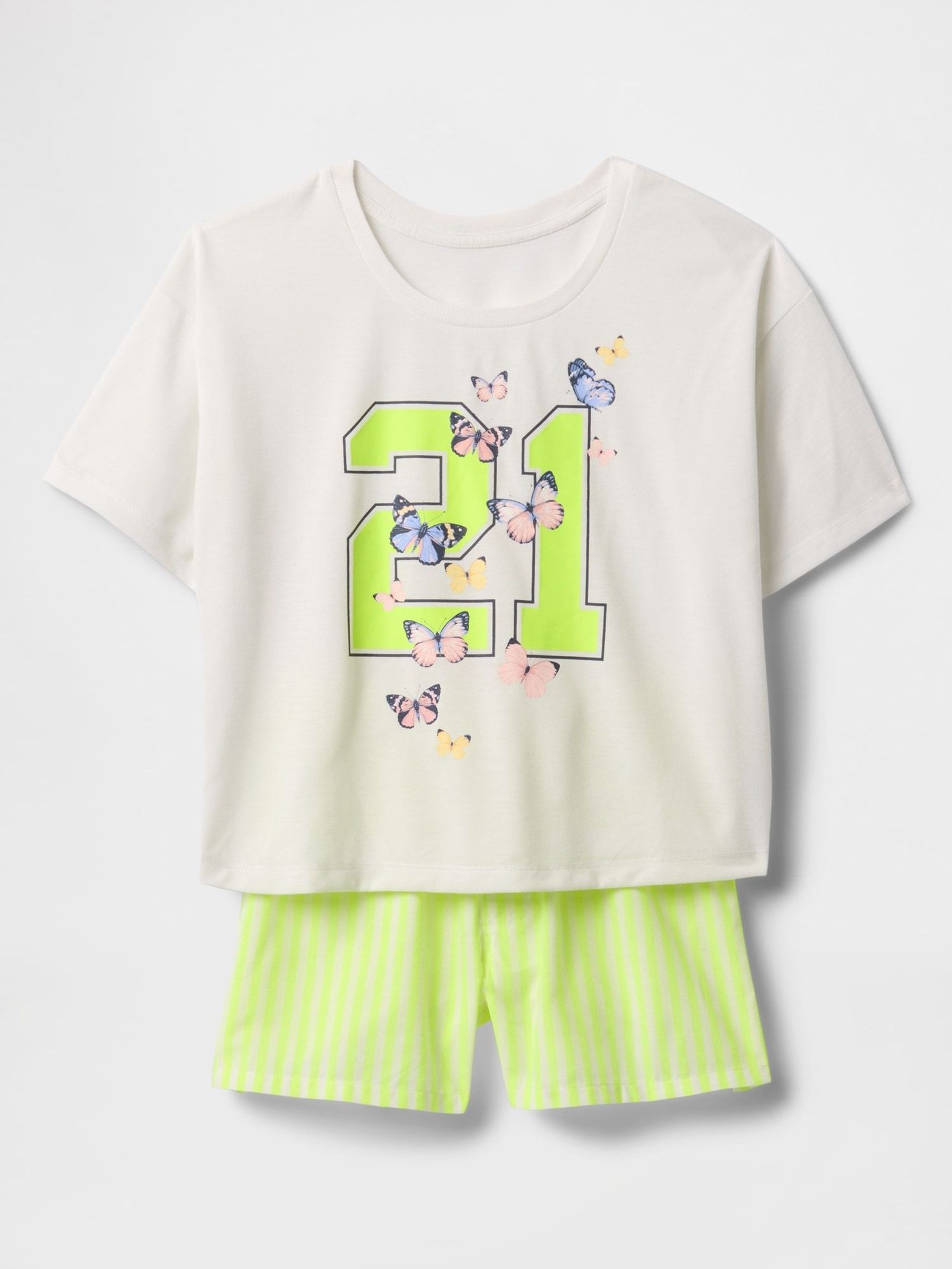 Cream & Yellow Butterfly Pointelle Short Pyjamas (6-13yrs) (F69215) | £25