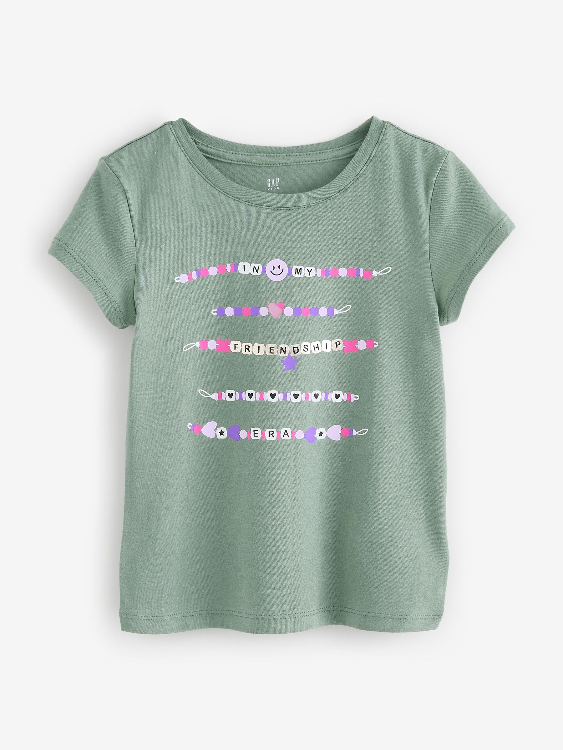Green Friendship Bracelet Short Sleeve Crew Neck Graphic T-Shirt (4-13yrs) (F69221) | £10