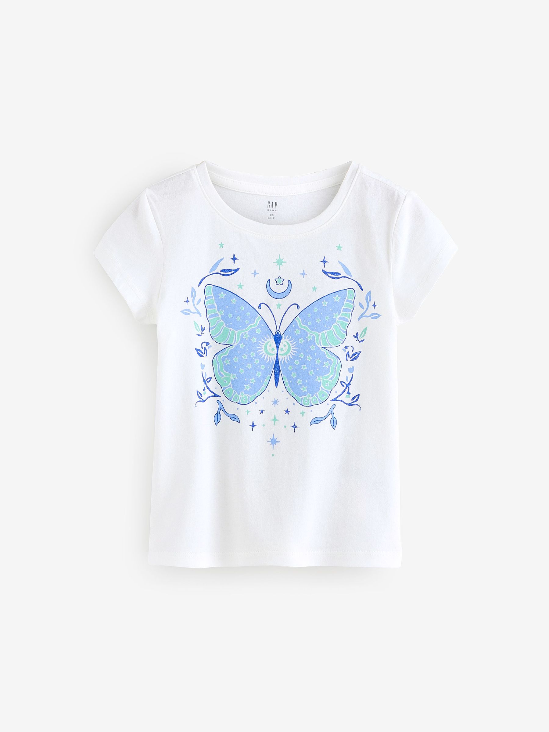 White/Blue Butterfly Logo Short Sleeve Crew Neck T-Shirt (F69225) | £10