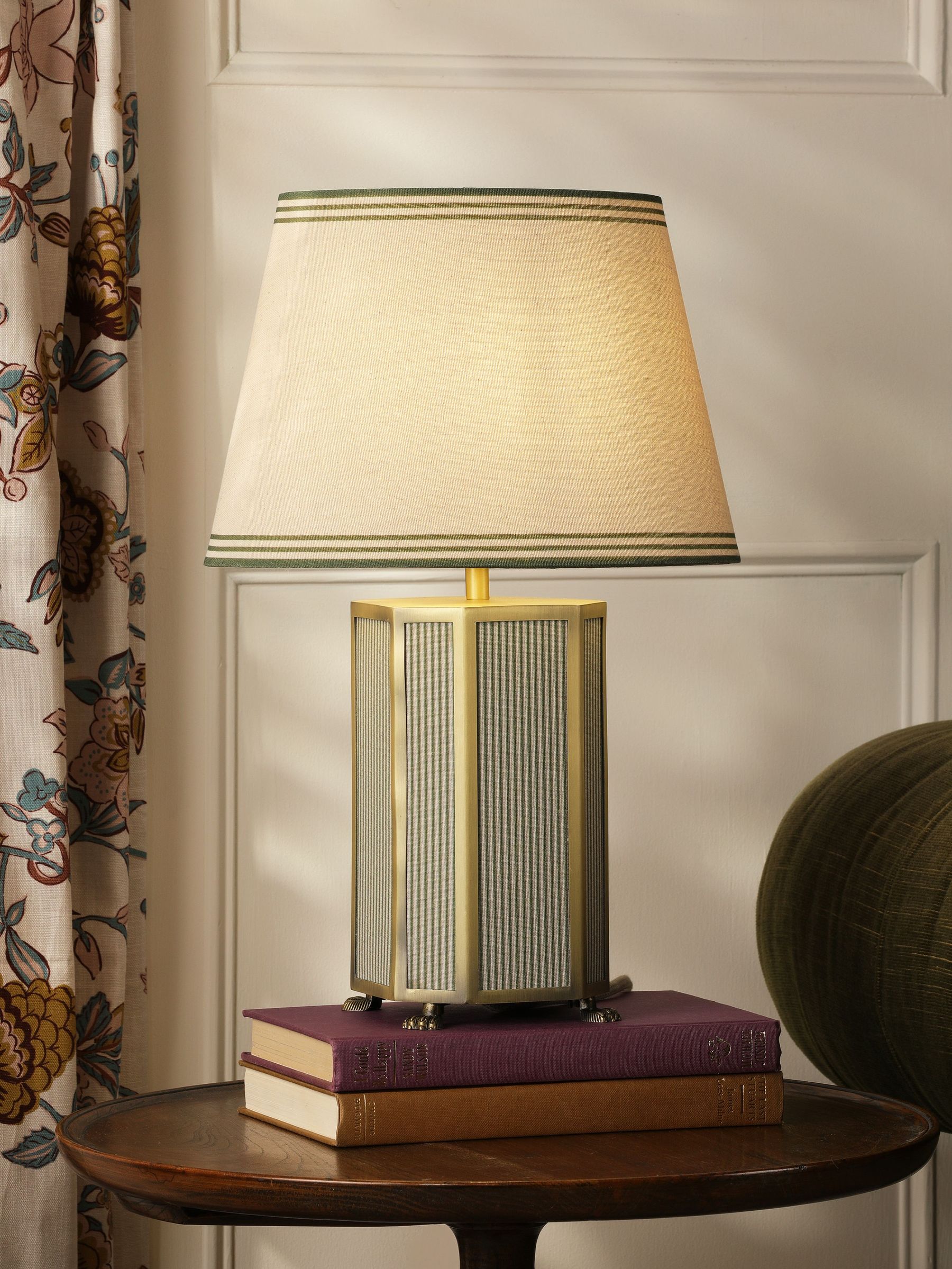 Green Helmingham Antique Brass Claw Foot Table Lamp (F69256) | £80