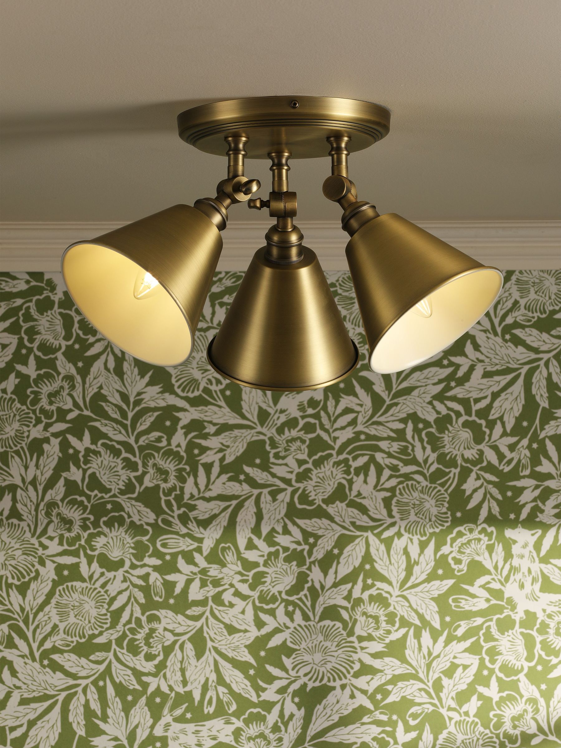 Antique Brass Wollaton 3 Light Flush Ceiling Light (F69271) | £95