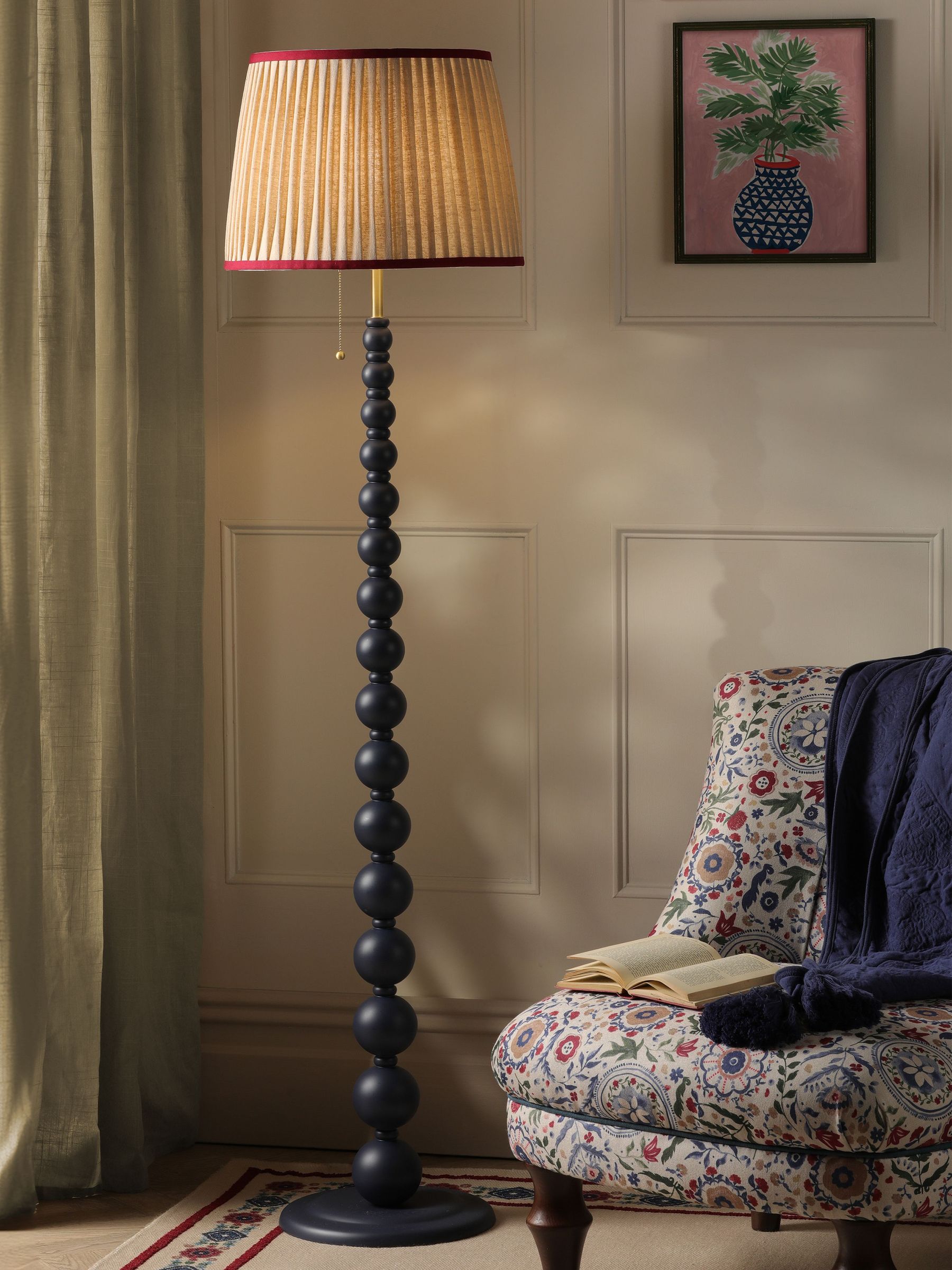 Navy Harewood Floor Lamp (F69277) | £250
