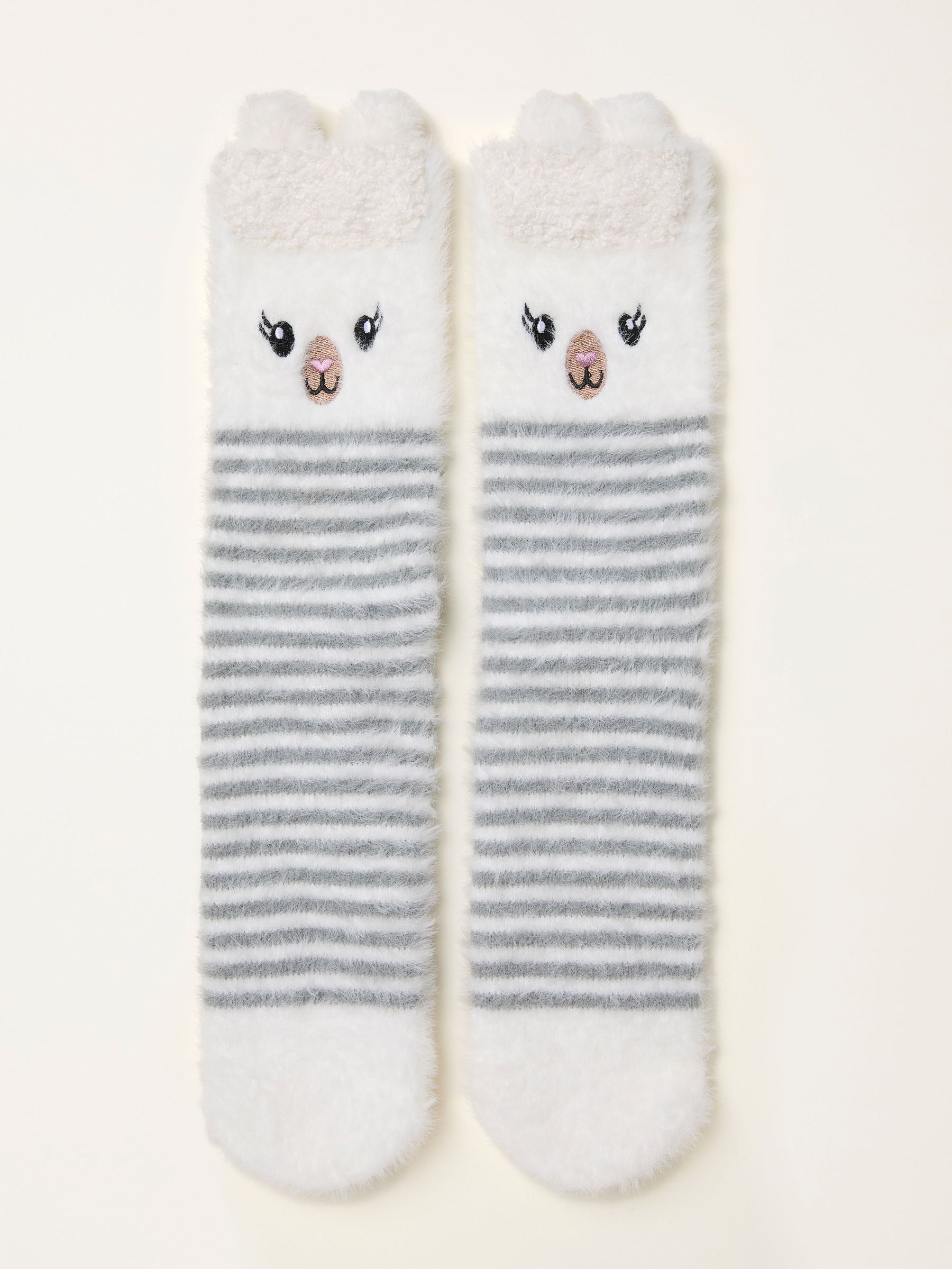 Cream Fluffy Llama Socks (F69483) | £12.50