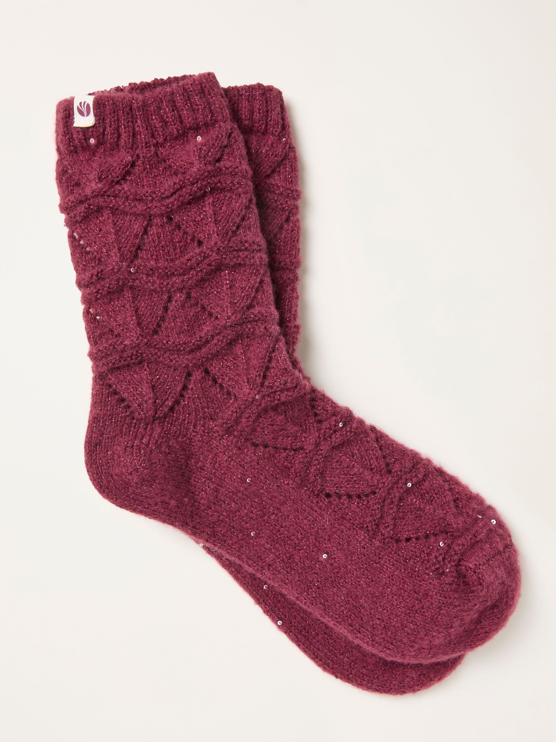 Burgundy Red Pointelle Sparkle Lounge Socks (F69499) | £12.50