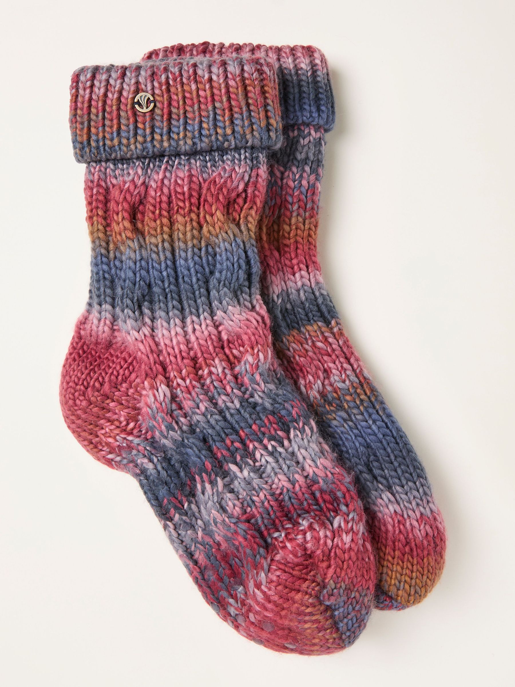Purple Knitted Slipper Socks (F69501) | £25