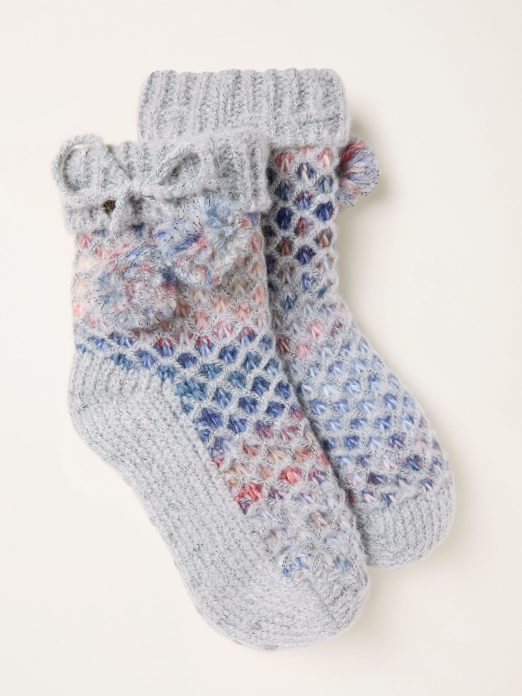 Grey Knitted Slipper Socks (F69502) | £25
