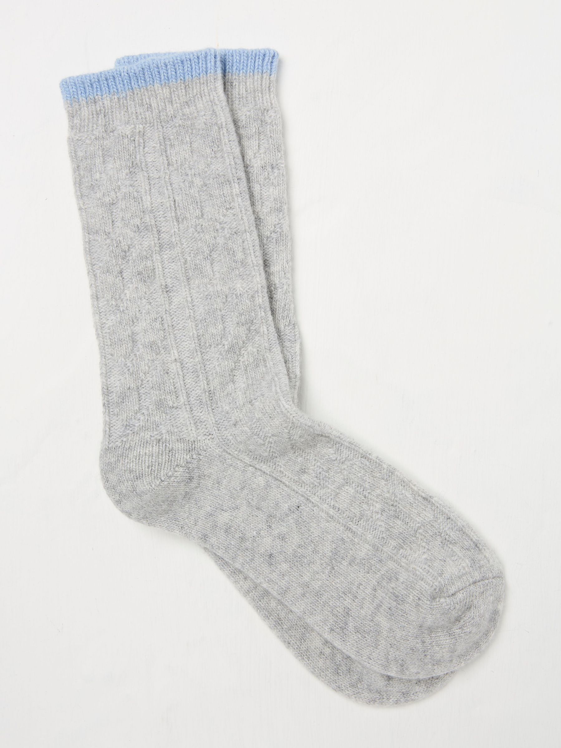 Grey Cable Cashmere Blend Socks (F69506) | £14