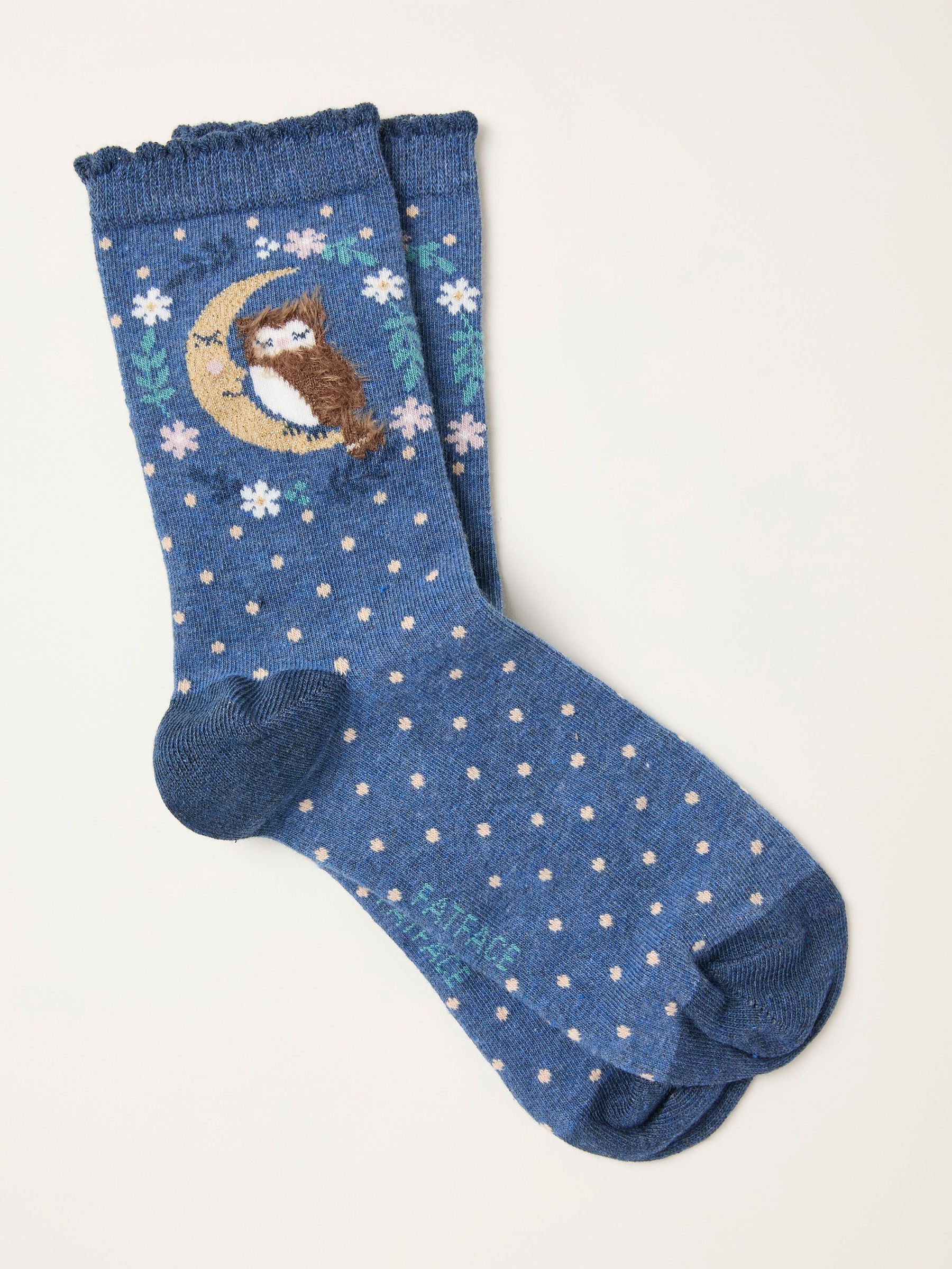 Navy Fluffy Owl Socks (F69516) | £7.50