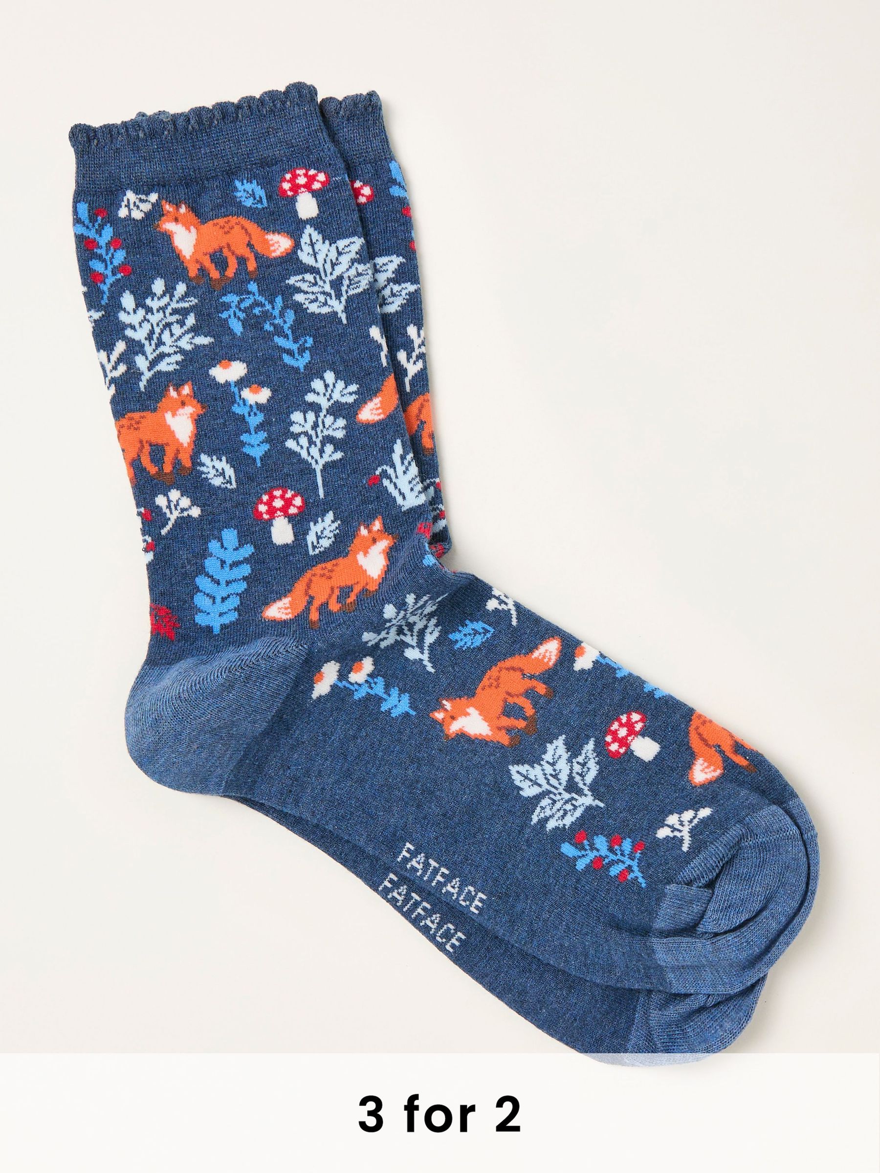Navy Fox Floral Socks (F69521) | £7.50