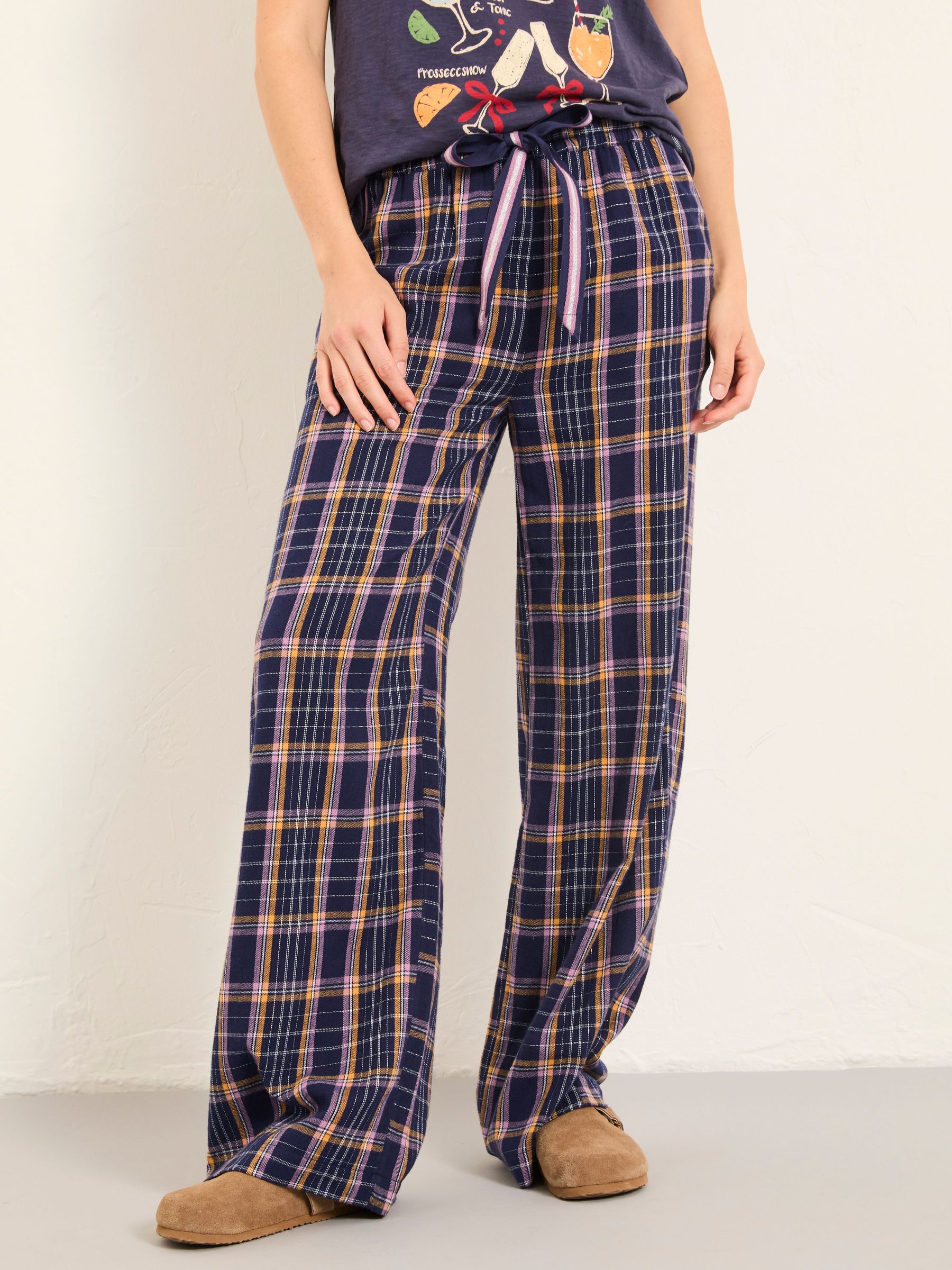Lola Navy Metallic Check Pyjama Bottoms (F69608) | £36