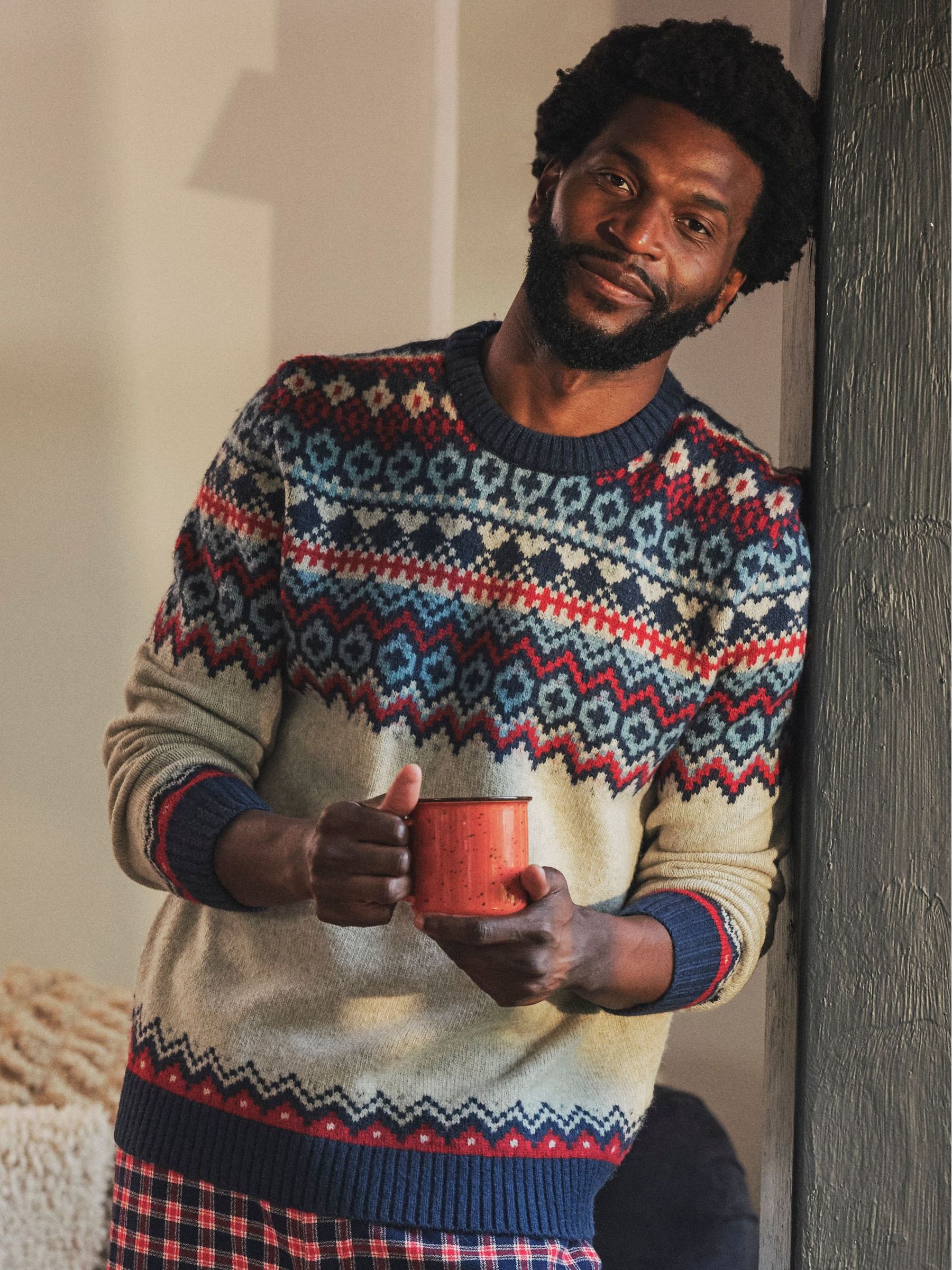 Hudson Natural Knitted Fairisle Crew Jumper (F69631) | £55