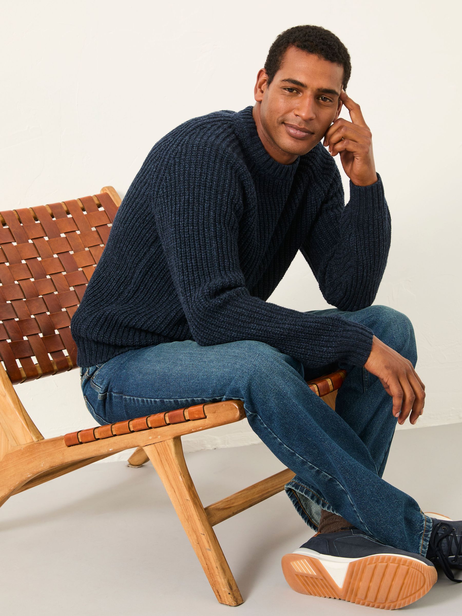 Fife Navy Knitted Crew Jumper (F69636) | £62
